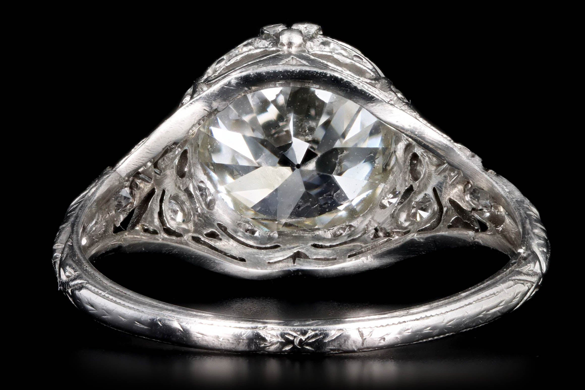 Art Deco Platinum 2.75 Carat Old European Cut Diamond Engagement Ring GIA Certified - Queen May