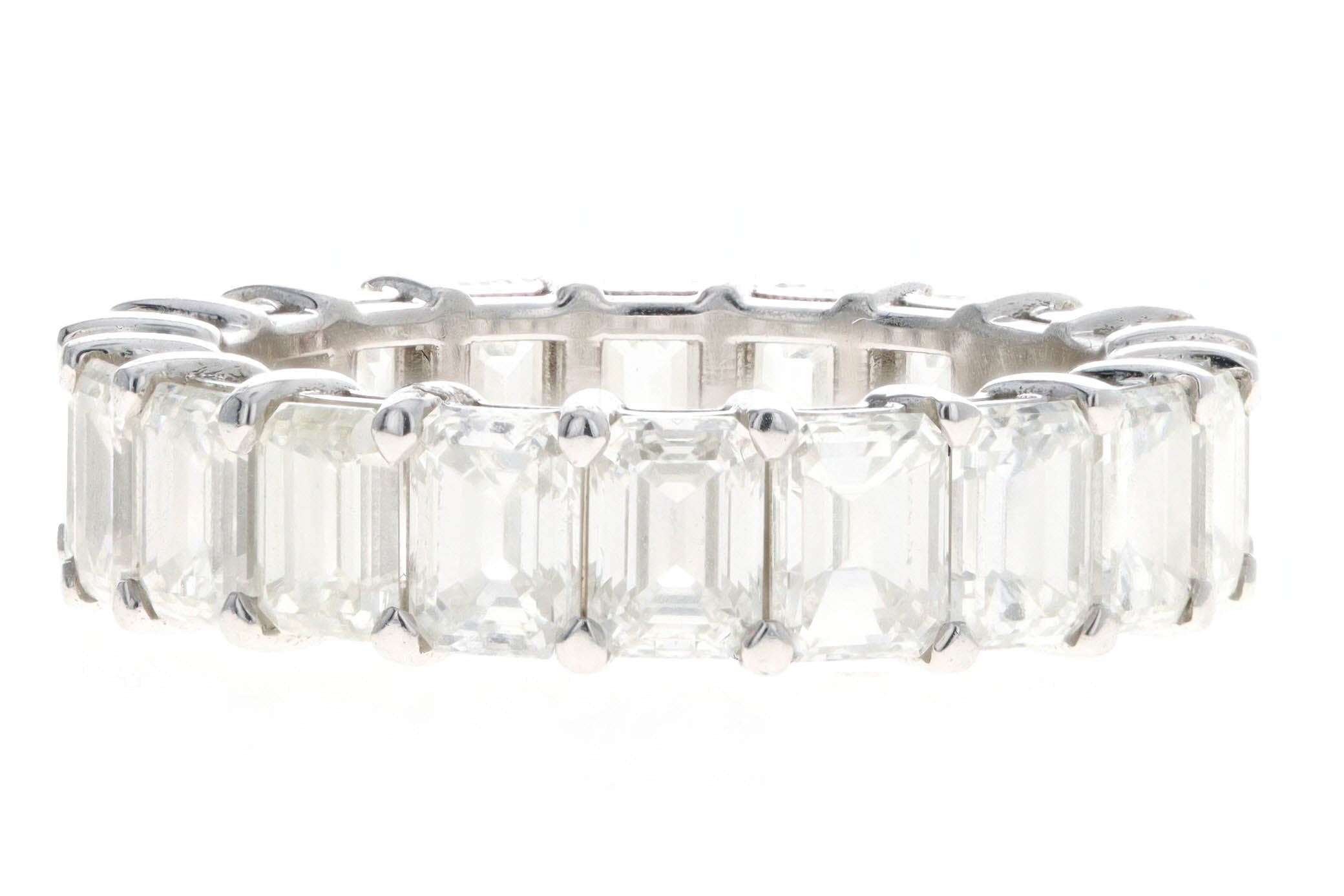 Platinum 4.72 Carat Total Weight Emerald Cut Diamond Eternity Wedding Band - Queen May