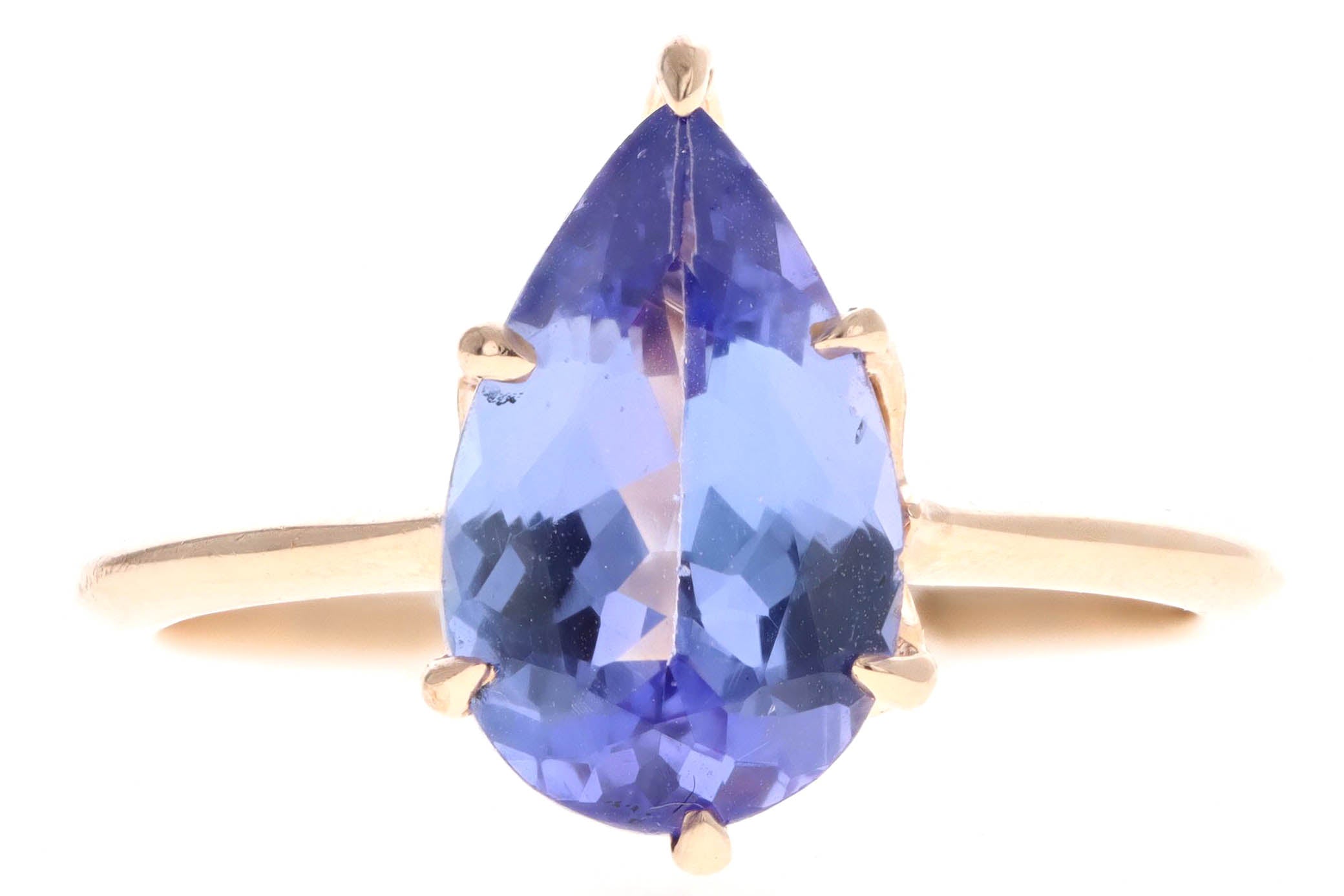 Vintage Inspired 18K Rose Gold 2.14 Carat Pear Tanzanite Solitaire Ring - Queen May