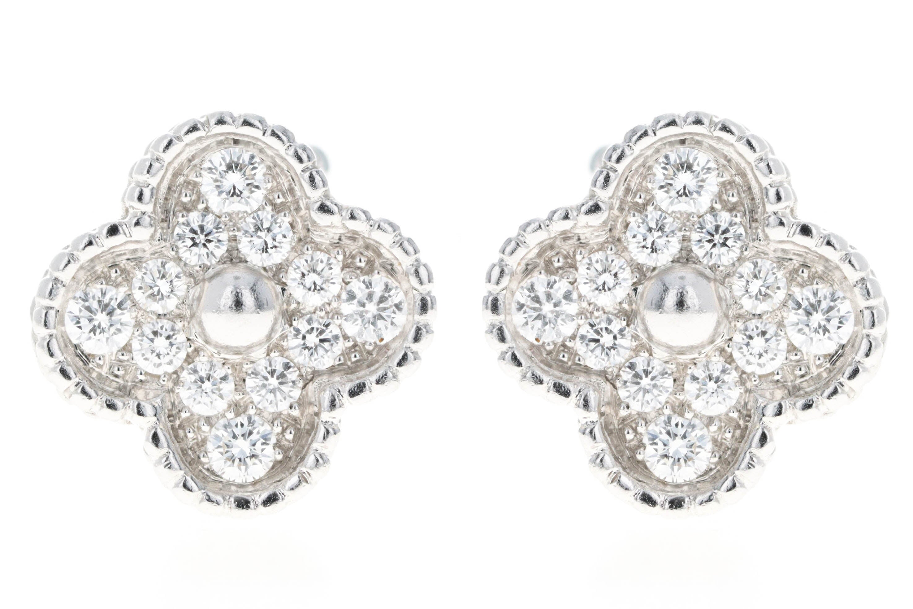 Van Cleef & Arpels Vintage Alhambra Pave Stud Earrings - Queen May