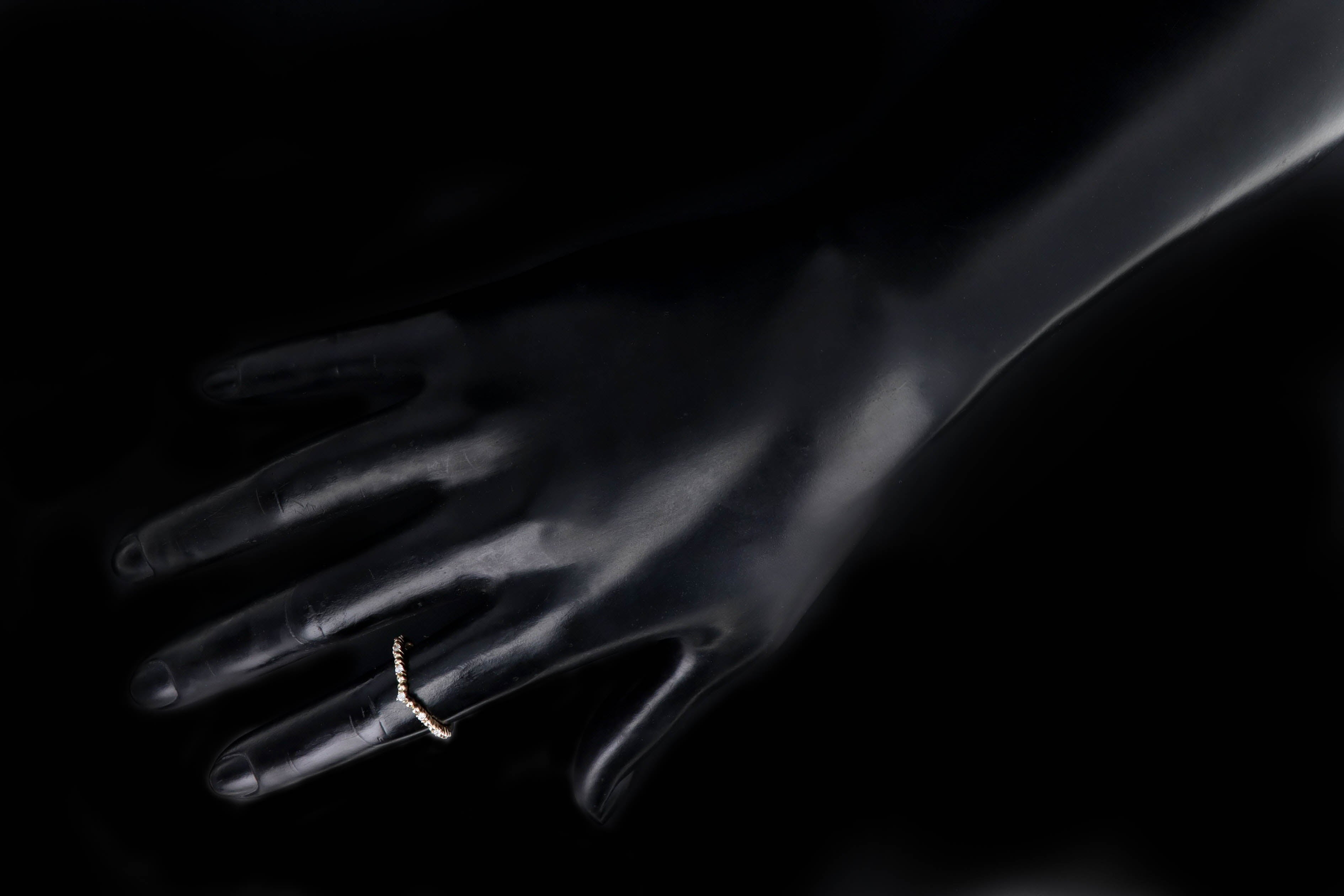 14K Gold .10 Carat Total Weight Round Diamond Contour Band - Queen May