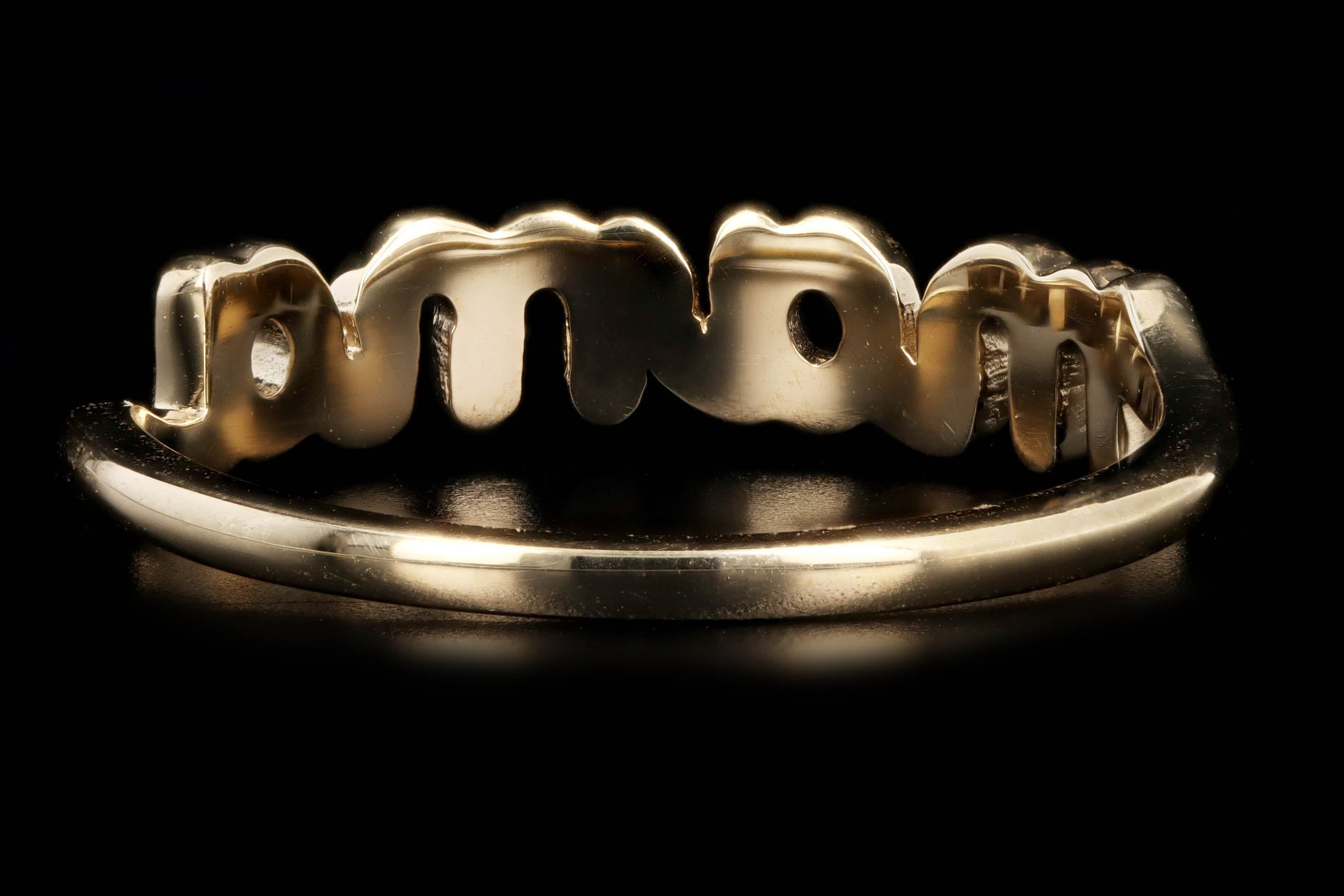 New 14K Yellow Gold Cursive "Mama Ring - Queen May