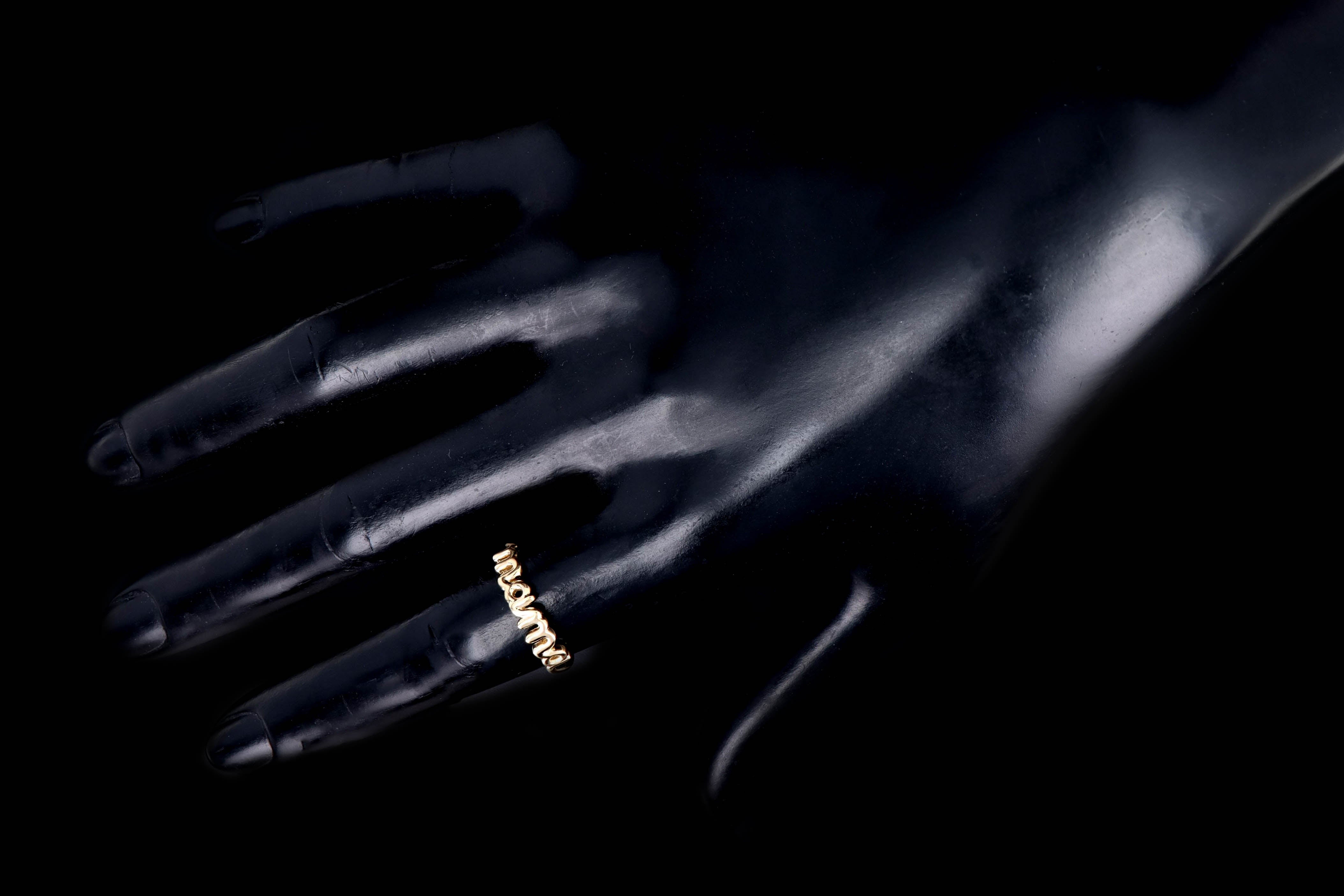 New 14K Yellow Gold Cursive "Mama Ring - Queen May