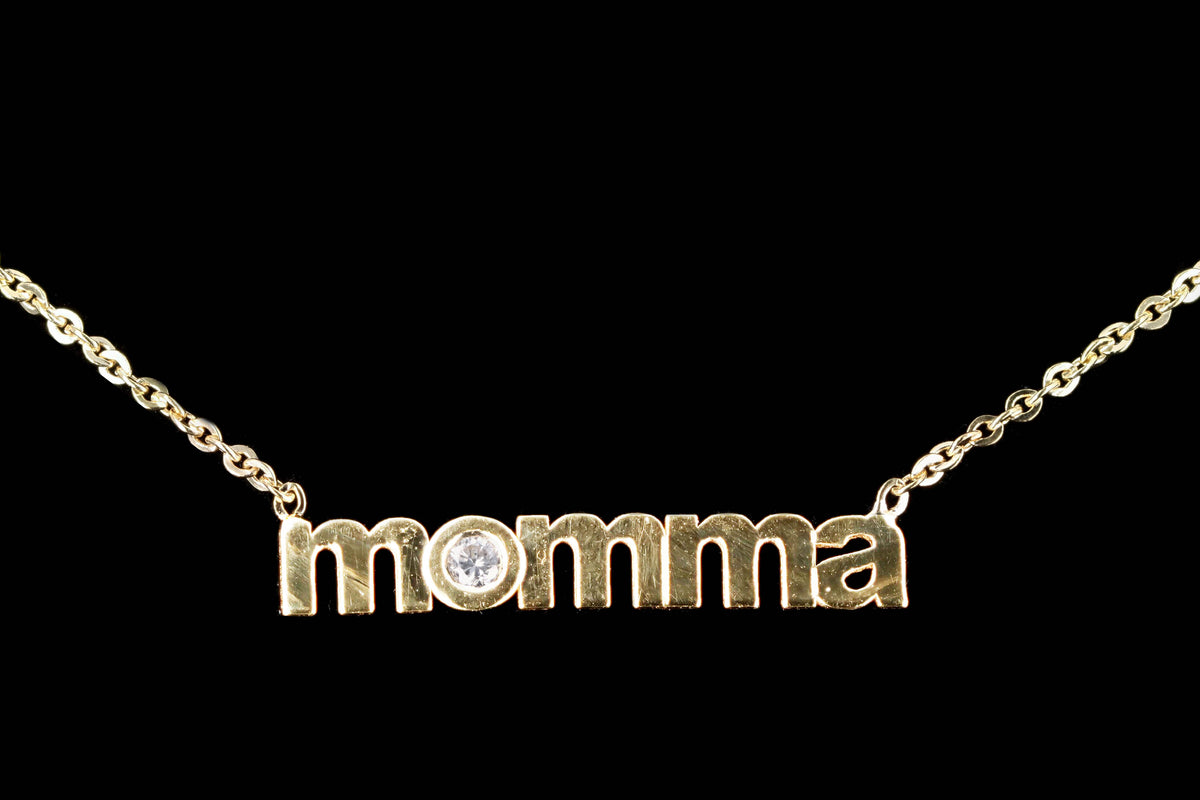 14K Yellow Gold "Momma" Diamond Necklace - Queen May