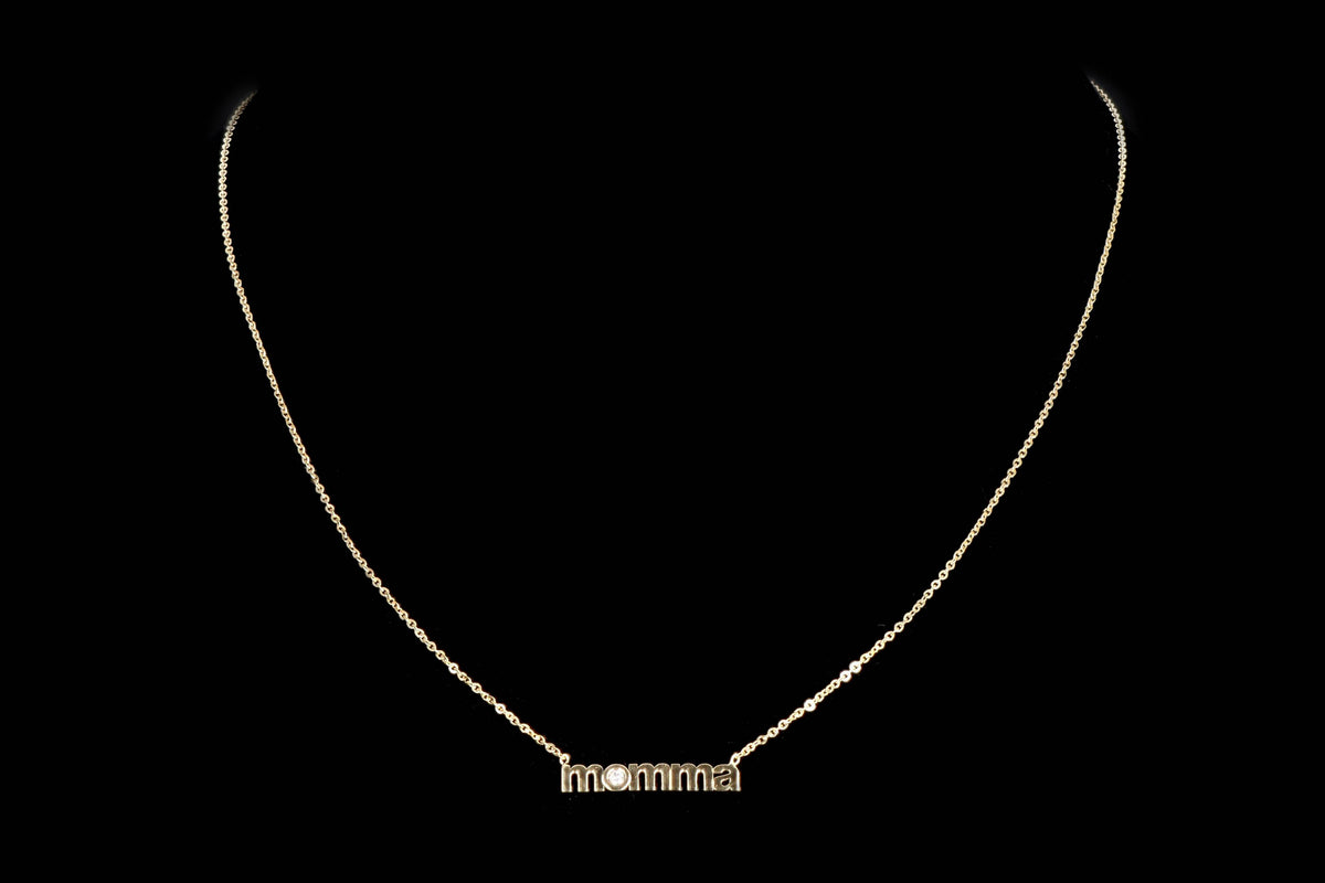 14K Yellow Gold "Momma" Diamond Necklace - Queen May