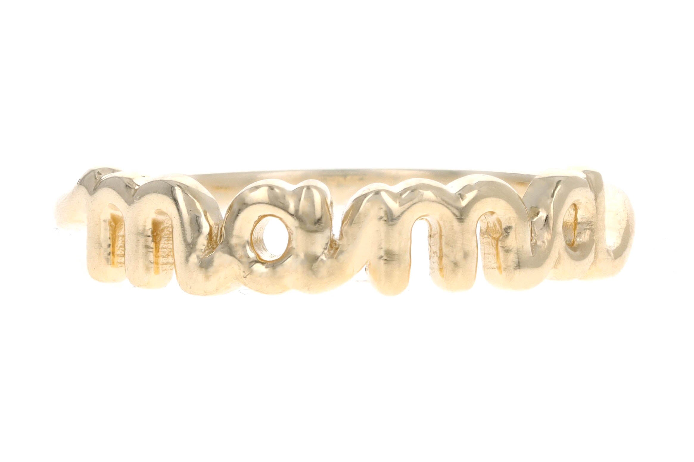 New 14K Yellow Gold Cursive "Mama Ring - Queen May