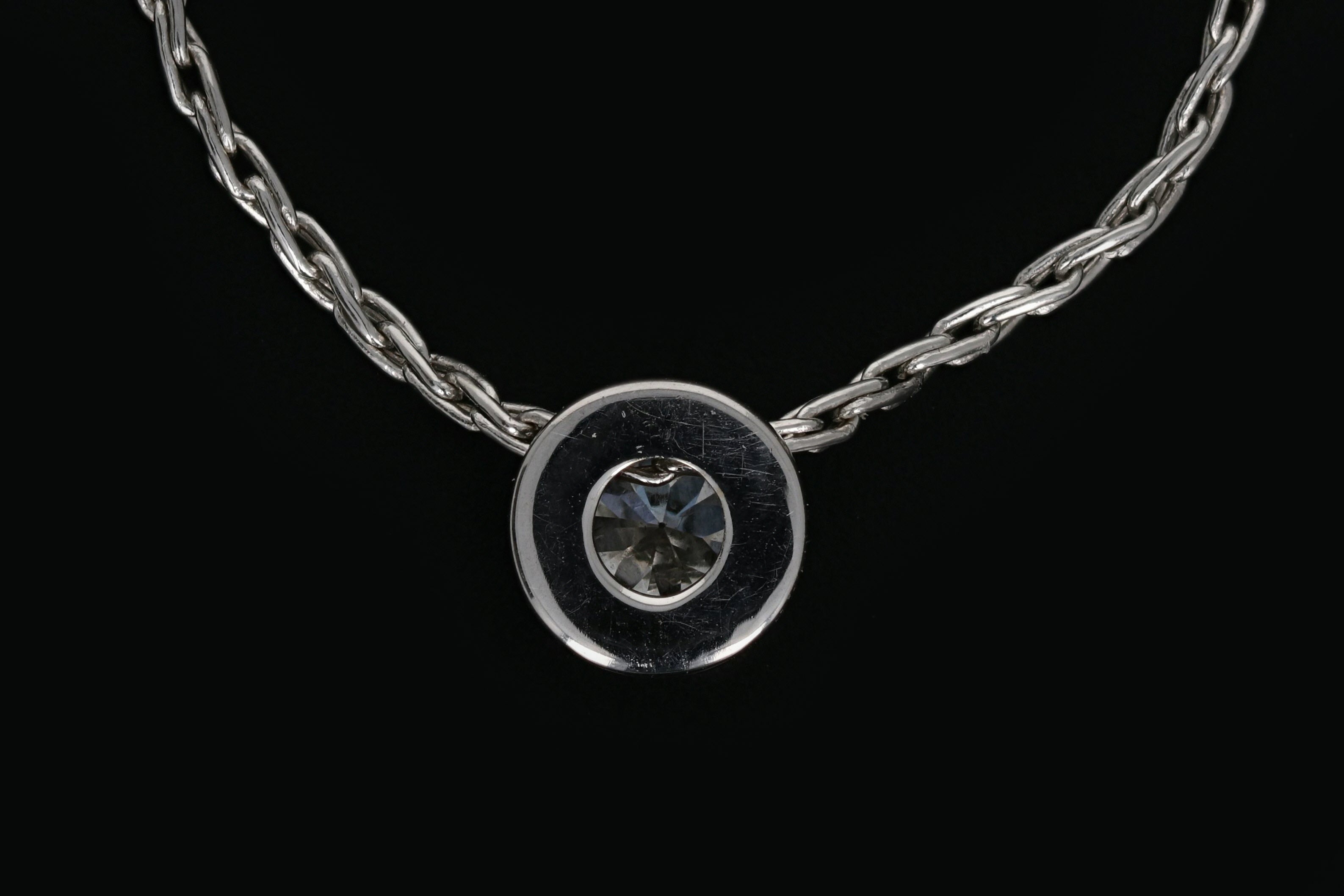 Modern 14K White Gold .80 Old European Cut Diamond Necklace - Queen May