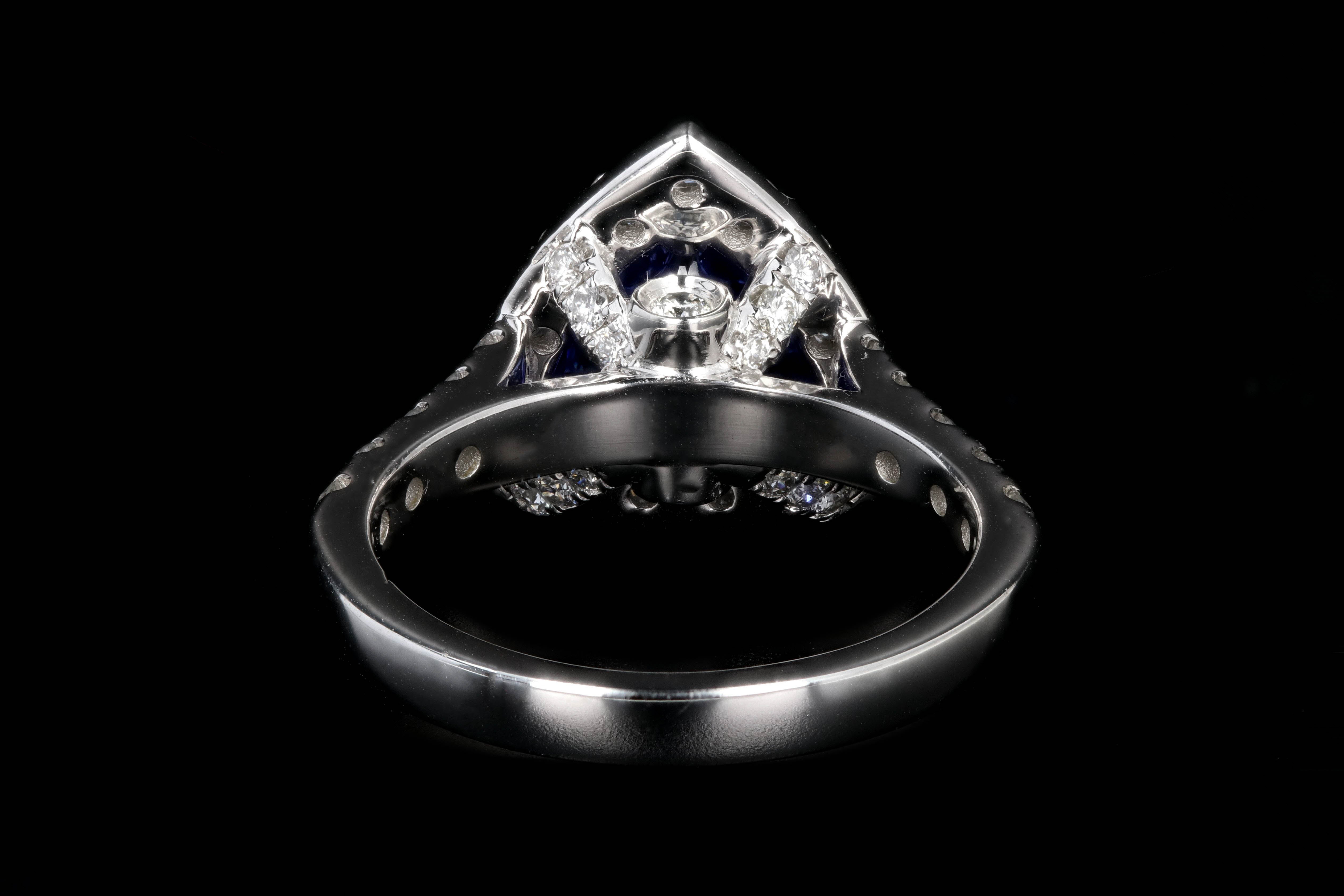 Modern 14K White Gold 1.72 Carat Trillion Cut Tanzanite Diamond Halo Ring - Queen May