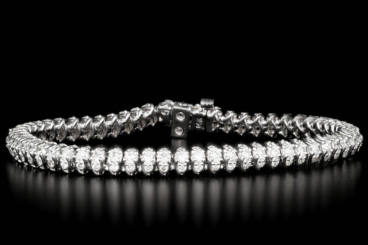 Modern 14K White Gold 5 CTW Round Brilliant Cut Diamond Bracelet - Queen May