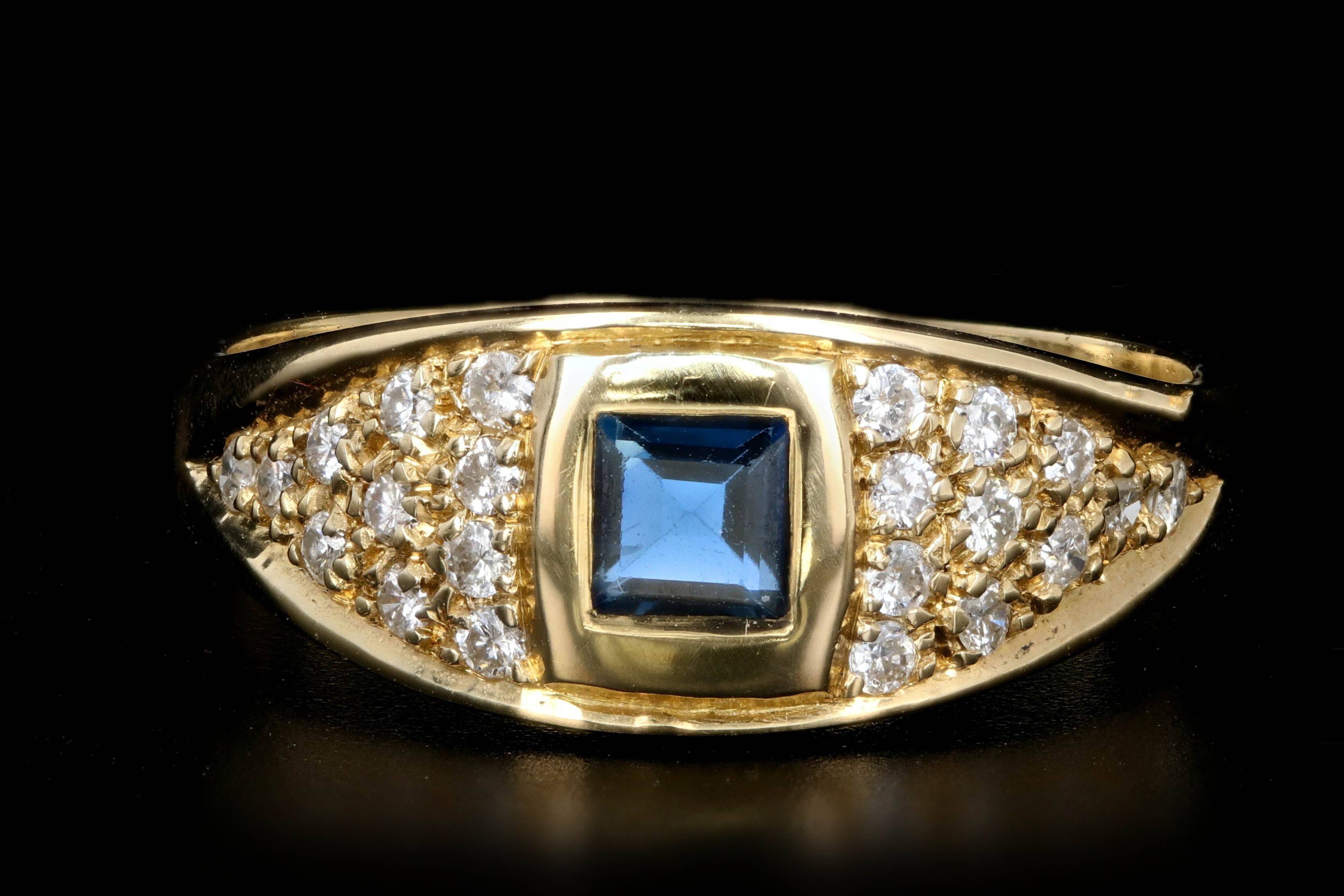 Modern Yellow Gold Sapphire and Diamond Ring - Queen May