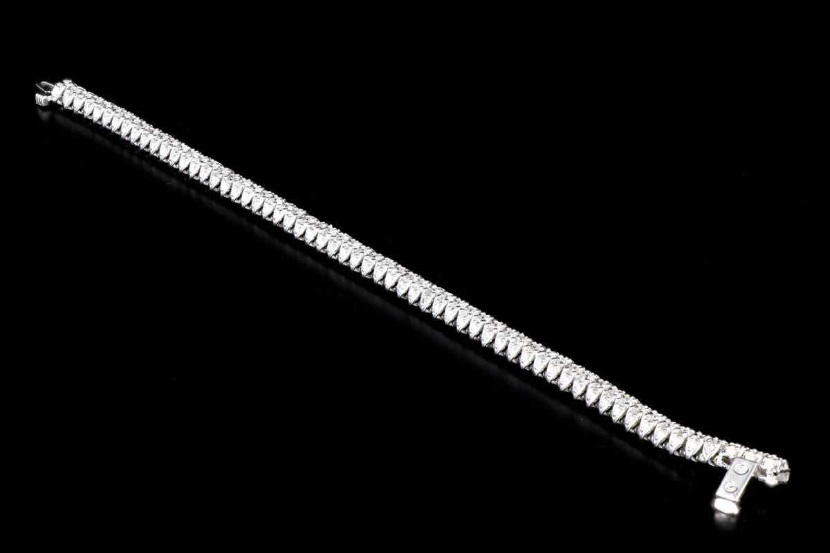 Modern 14K White Gold 5 CTW Round Brilliant Cut Diamond Bracelet - Queen May