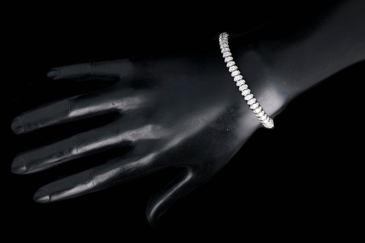 Modern 14K White Gold 5 CTW Round Brilliant Cut Diamond Bracelet - Queen May