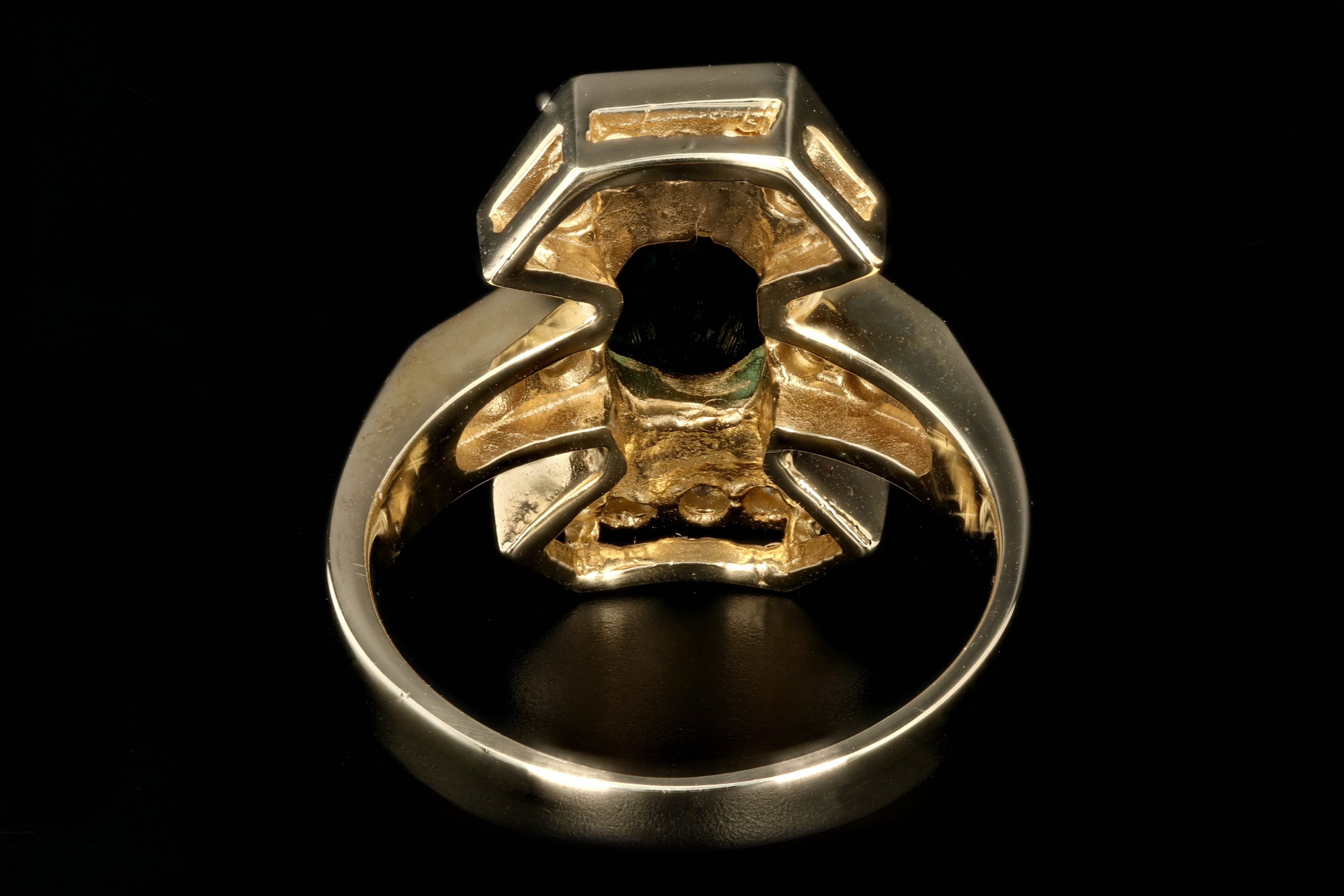 Vintage 14K Yellow Gold 1.6 CTR Green Tourmaline and Diamond Ring - Queen May