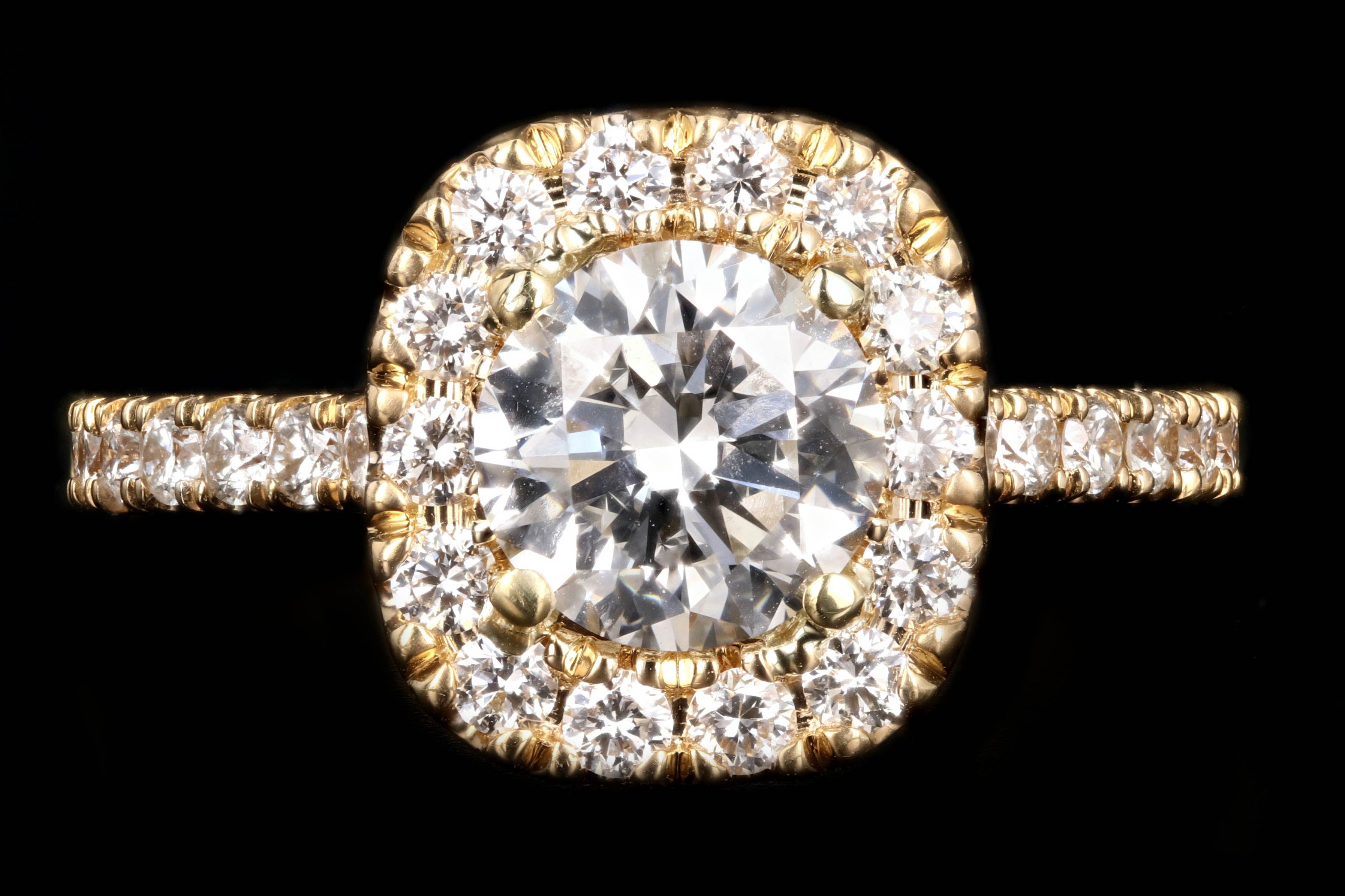 New 18K Yellow Gold 1.31 CT Round Brilliant Cut Diamond Engagement Ring GIA Certified - Queen May