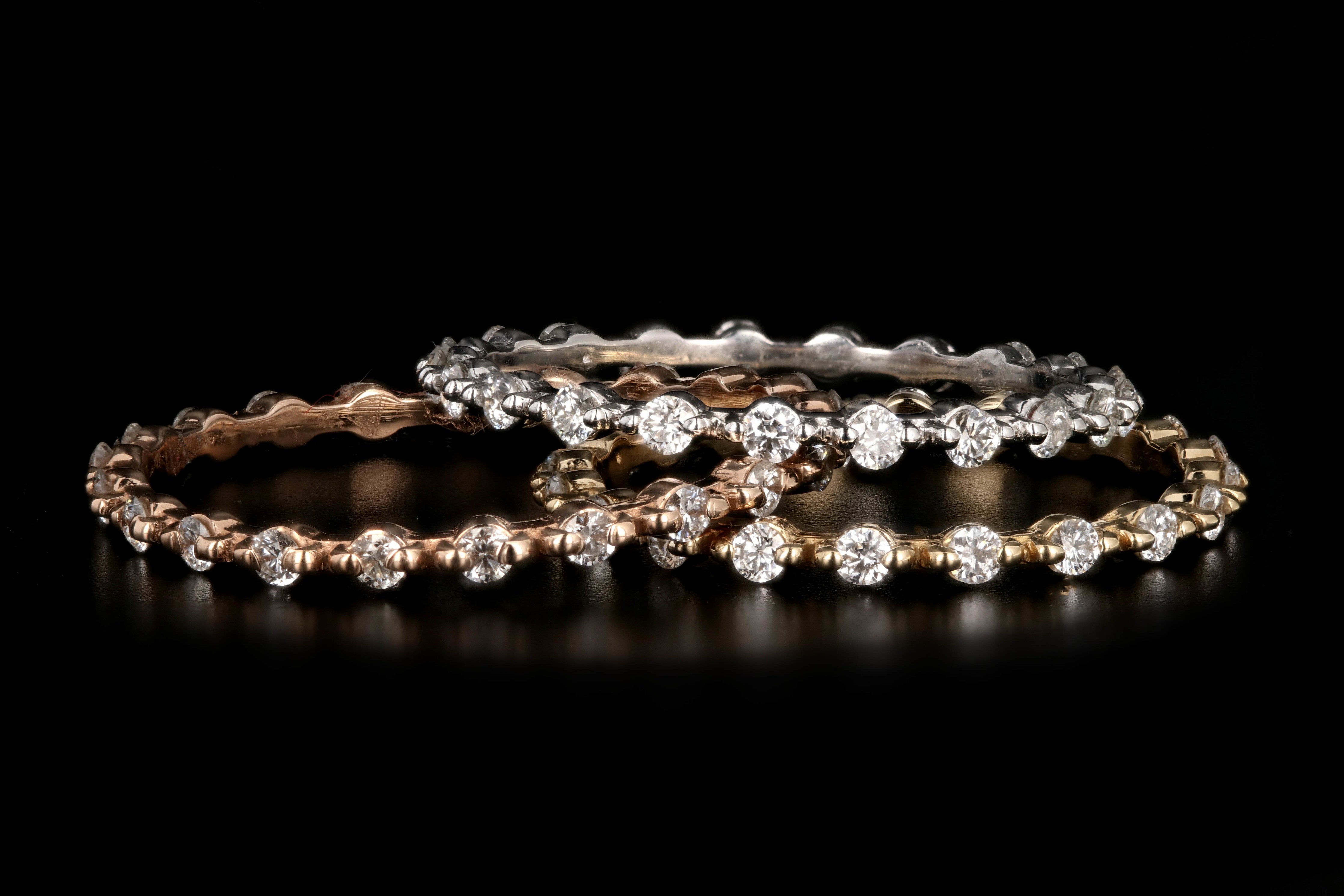 14K Gold 0.35 Carat Round Diamond Stackable Eternity Bands - Queen May