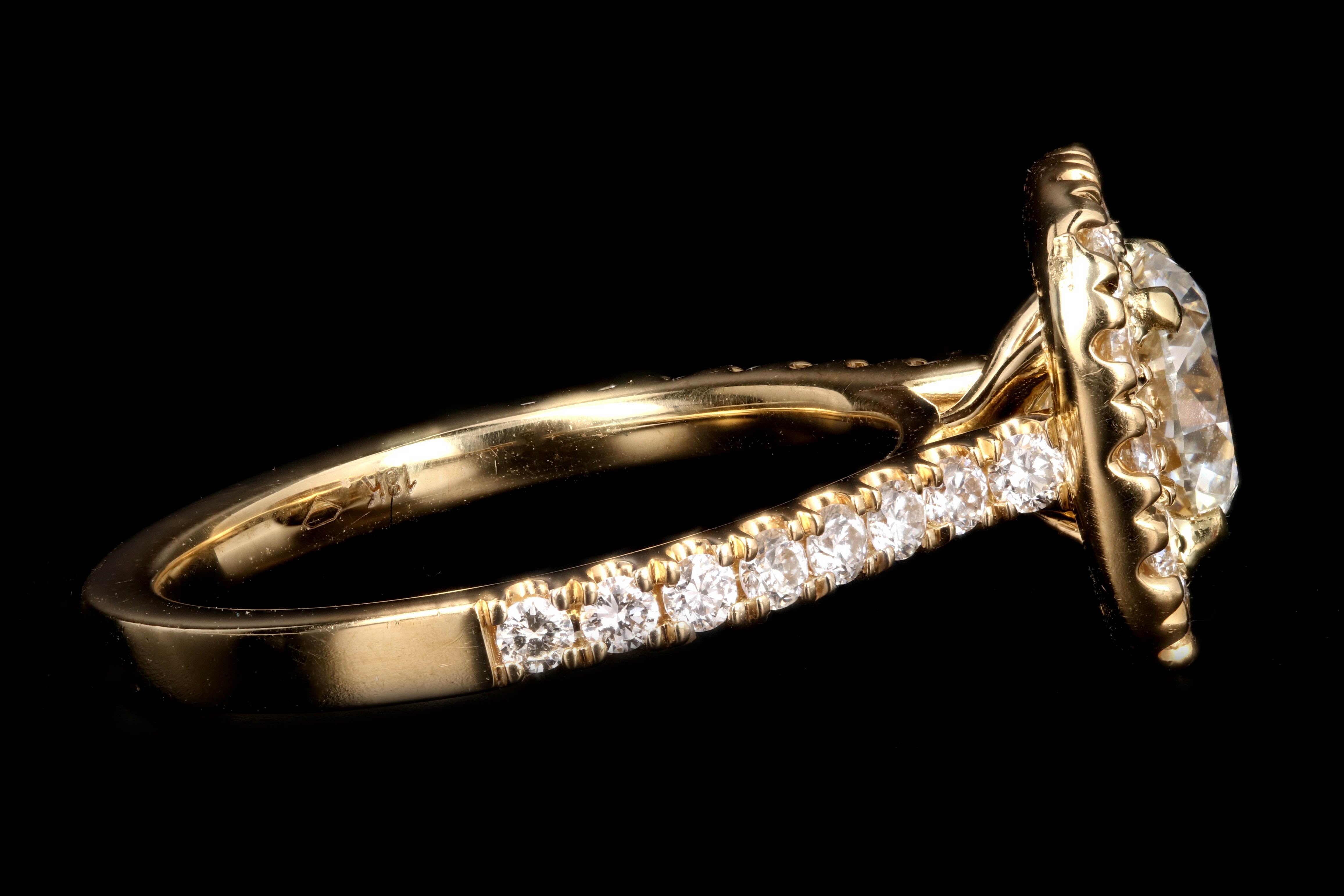 New 18K Yellow Gold 1.31 CT Round Brilliant Cut Diamond Engagement Ring GIA Certified - Queen May