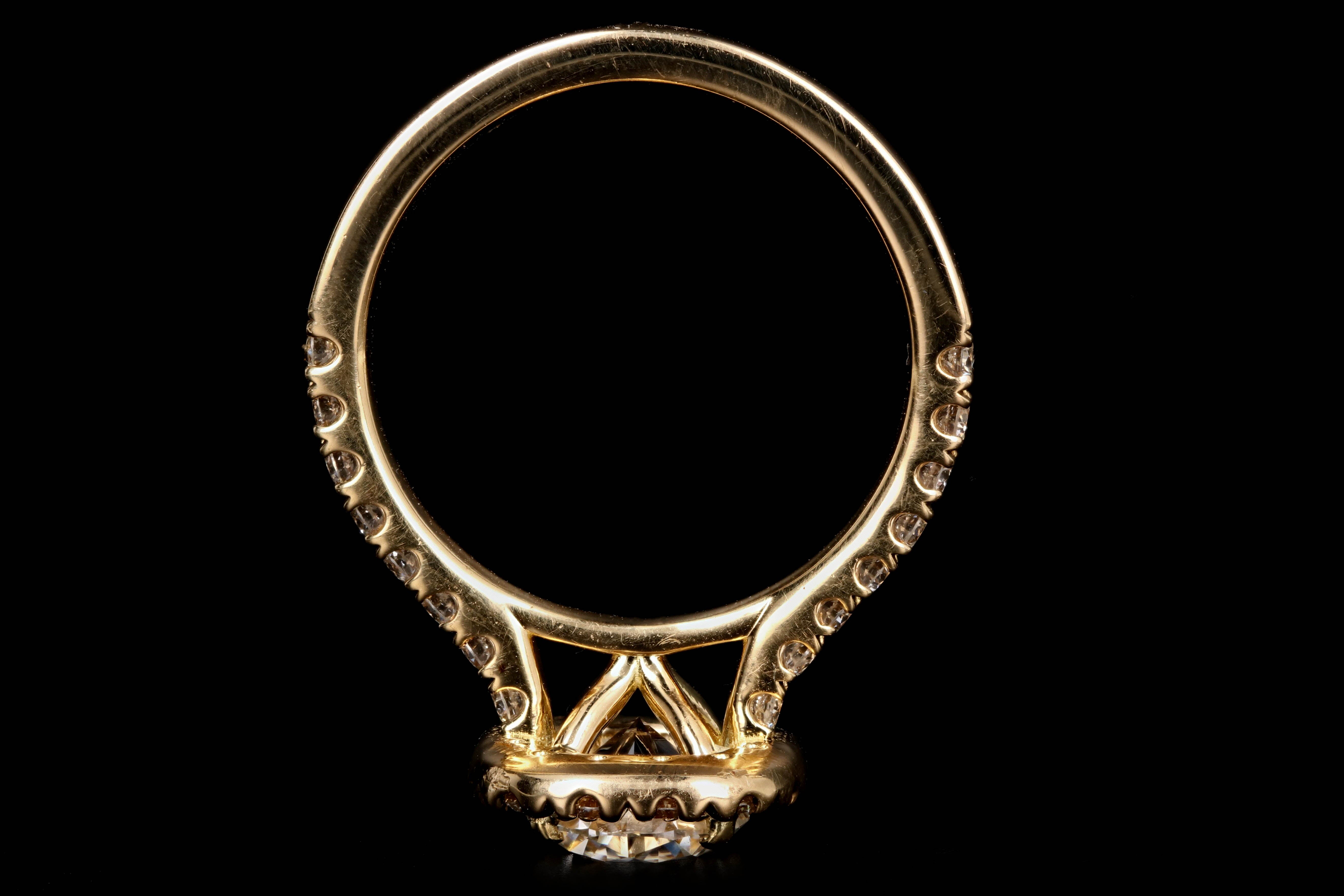 New 18K Yellow Gold 1.31 CT Round Brilliant Cut Diamond Engagement Ring GIA Certified - Queen May