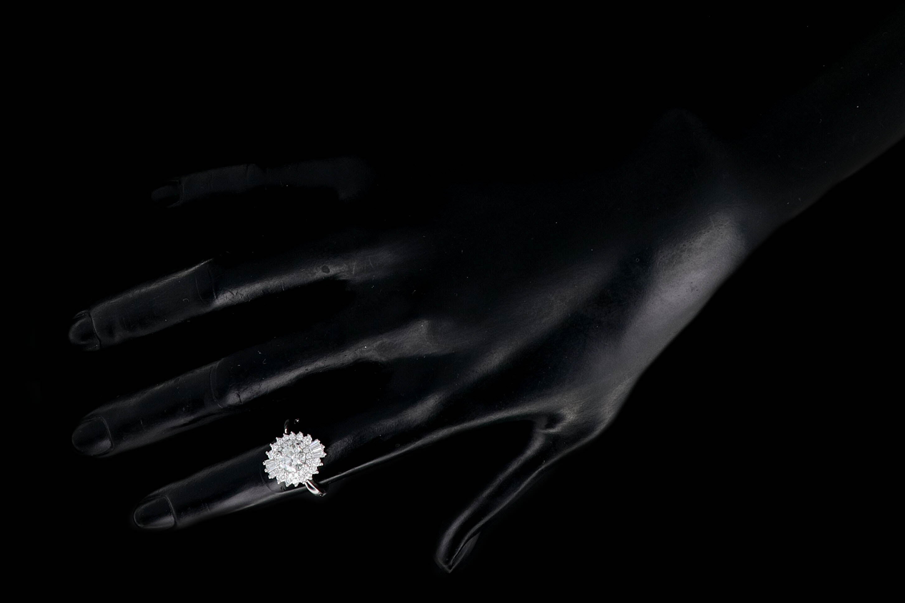 New 14K White Gold 1.01 Round Brilliant Cut Diamond Engagement Ring - Queen May