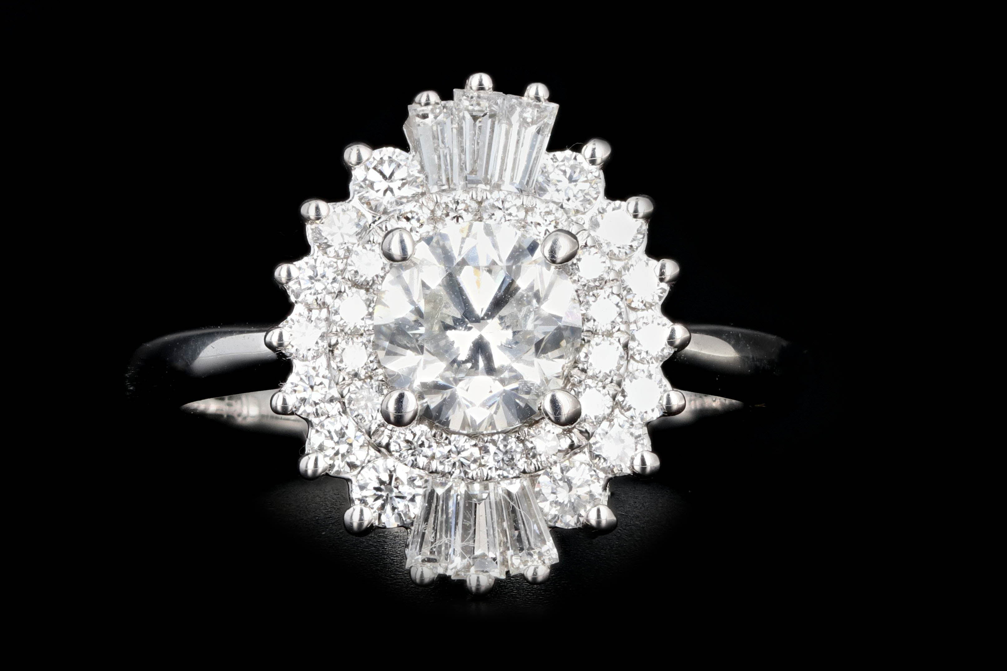 New 14K White Gold 1.01 Round Brilliant Cut Diamond Engagement Ring - Queen May