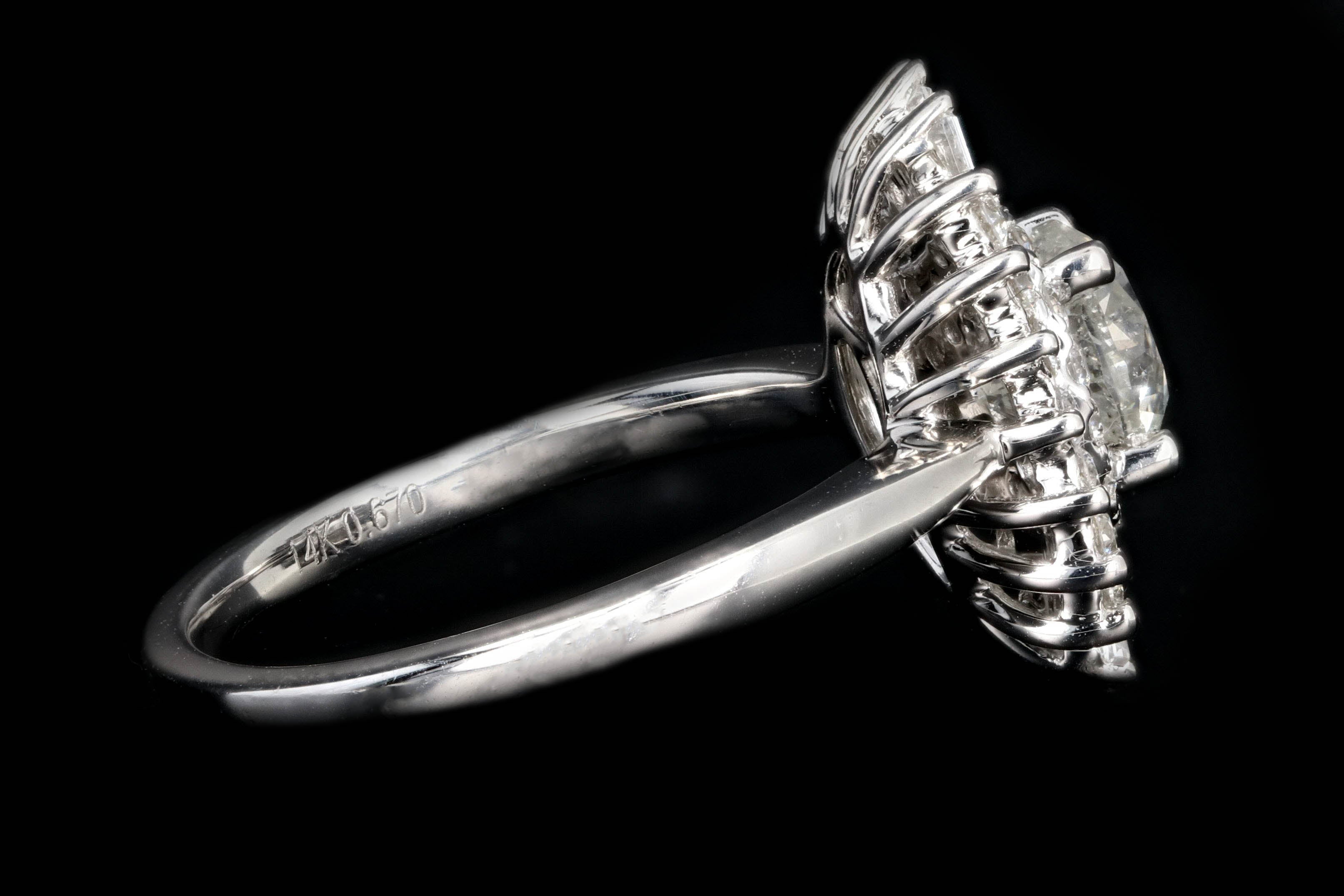 New 14K White Gold 1.01 Round Brilliant Cut Diamond Engagement Ring - Queen May