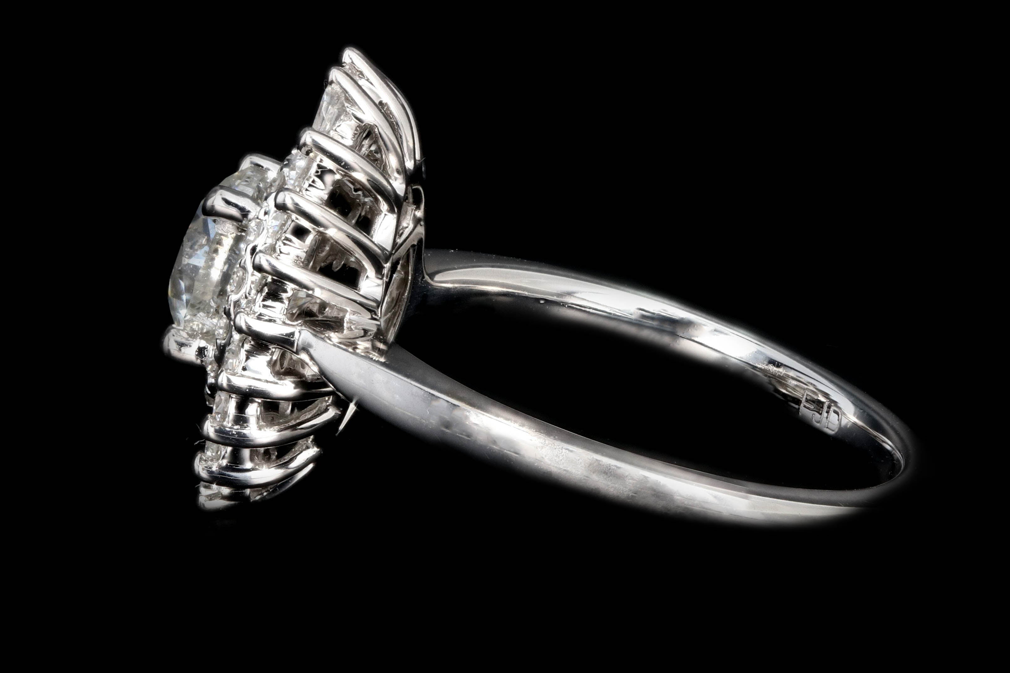 New 14K White Gold 1.01 Round Brilliant Cut Diamond Engagement Ring - Queen May