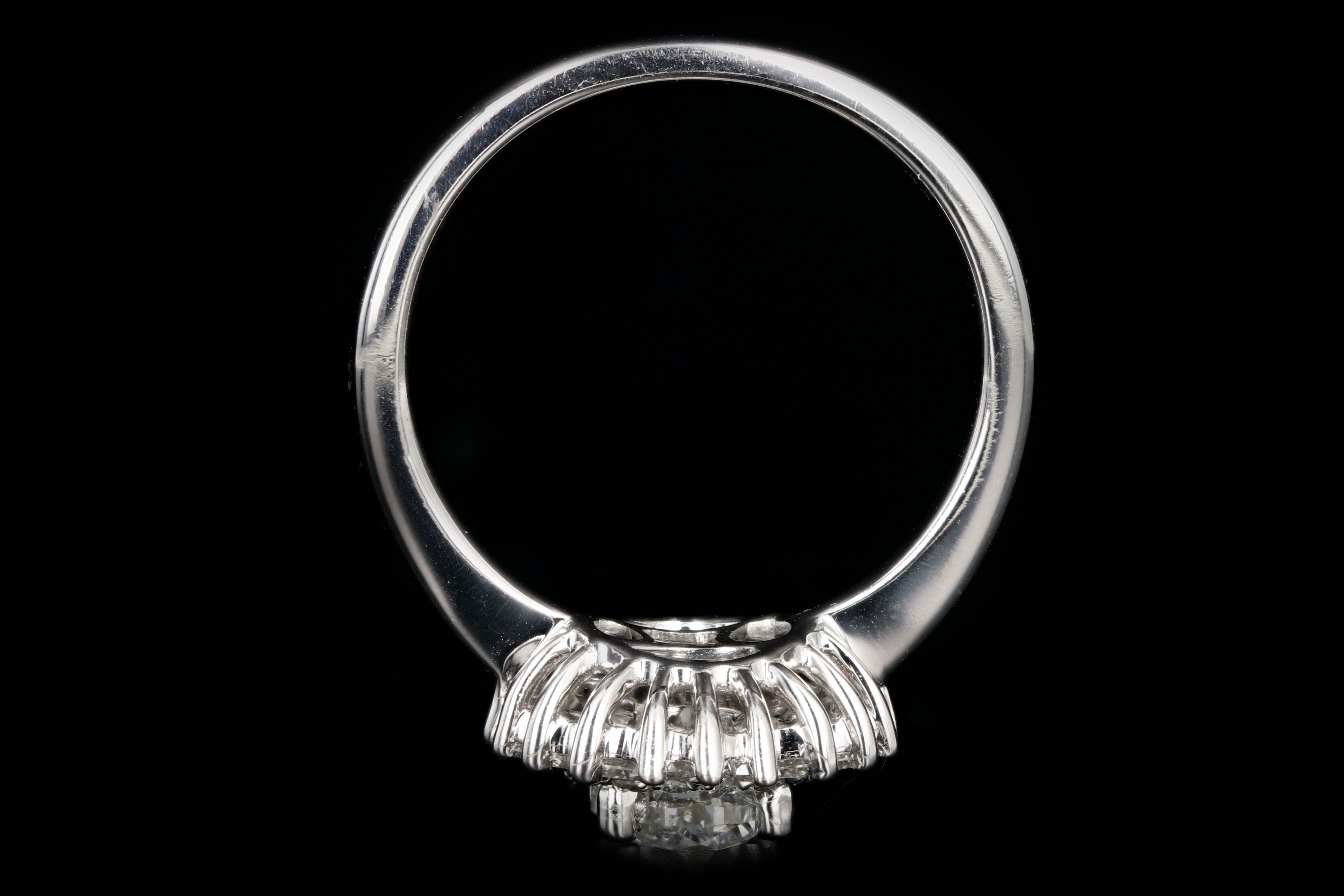 New 14K White Gold 1.01 Round Brilliant Cut Diamond Engagement Ring - Queen May