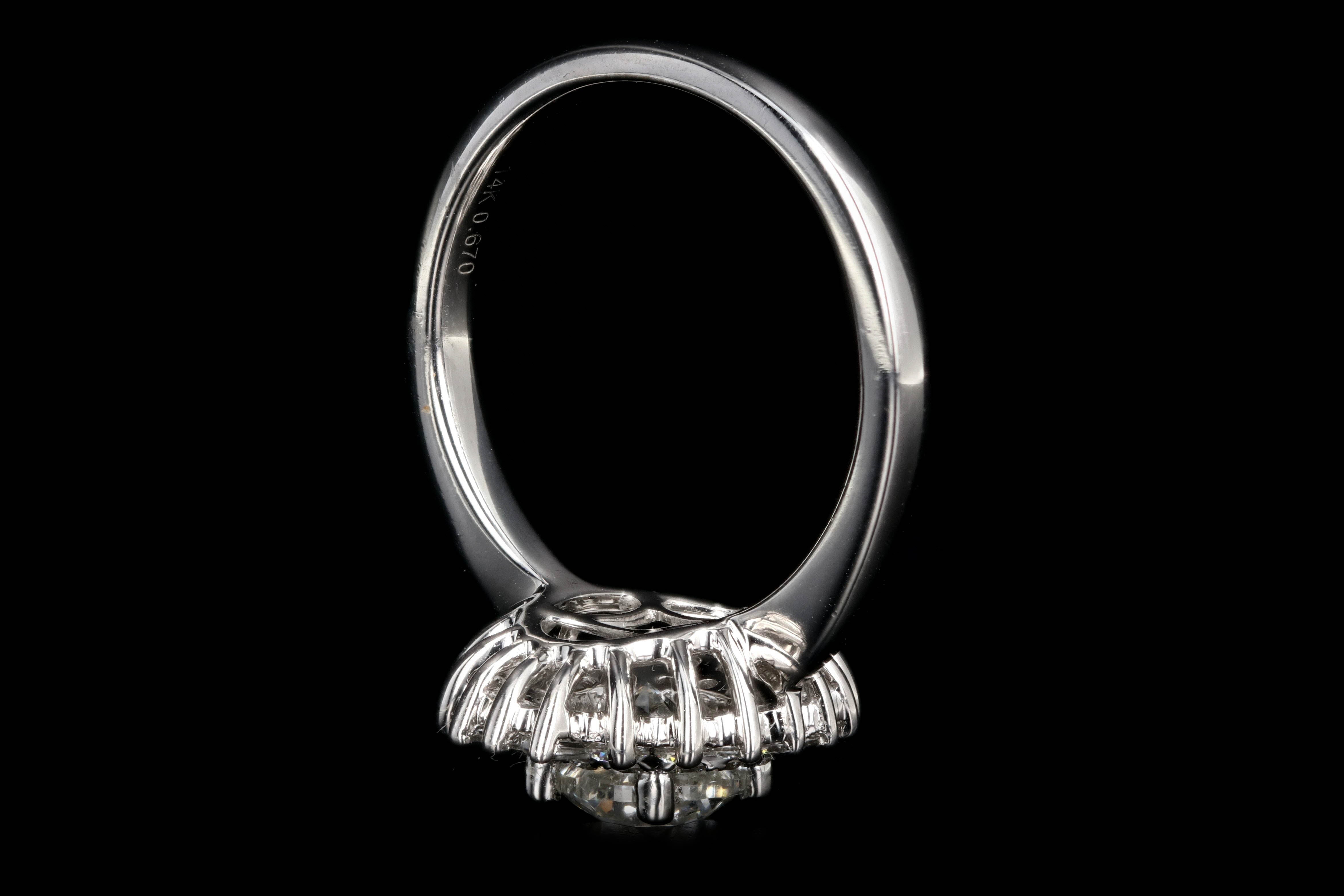 New 14K White Gold 1.01 Round Brilliant Cut Diamond Engagement Ring - Queen May