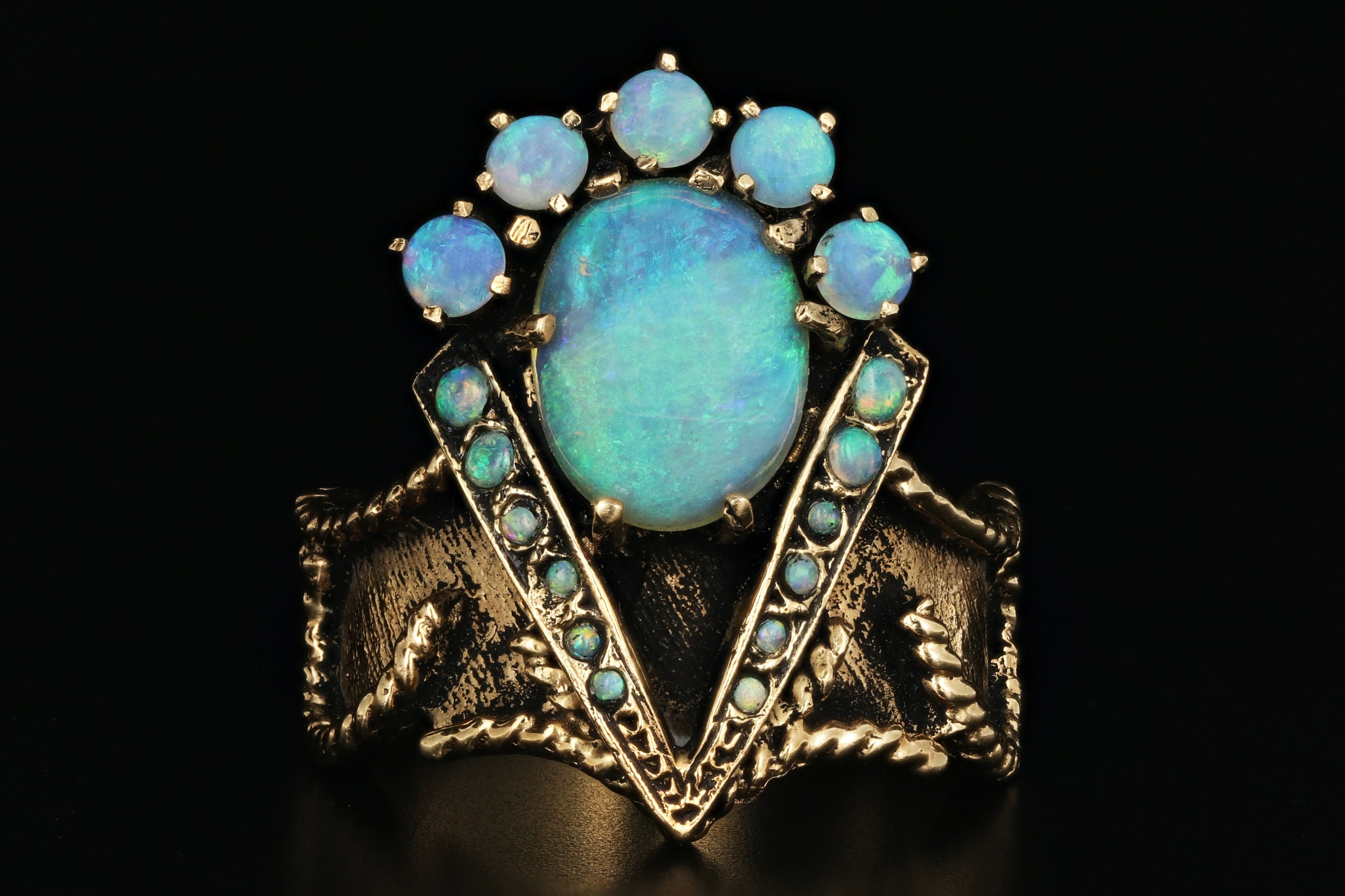 14K Yellow Gold Majestic Opal Ring - Queen May
