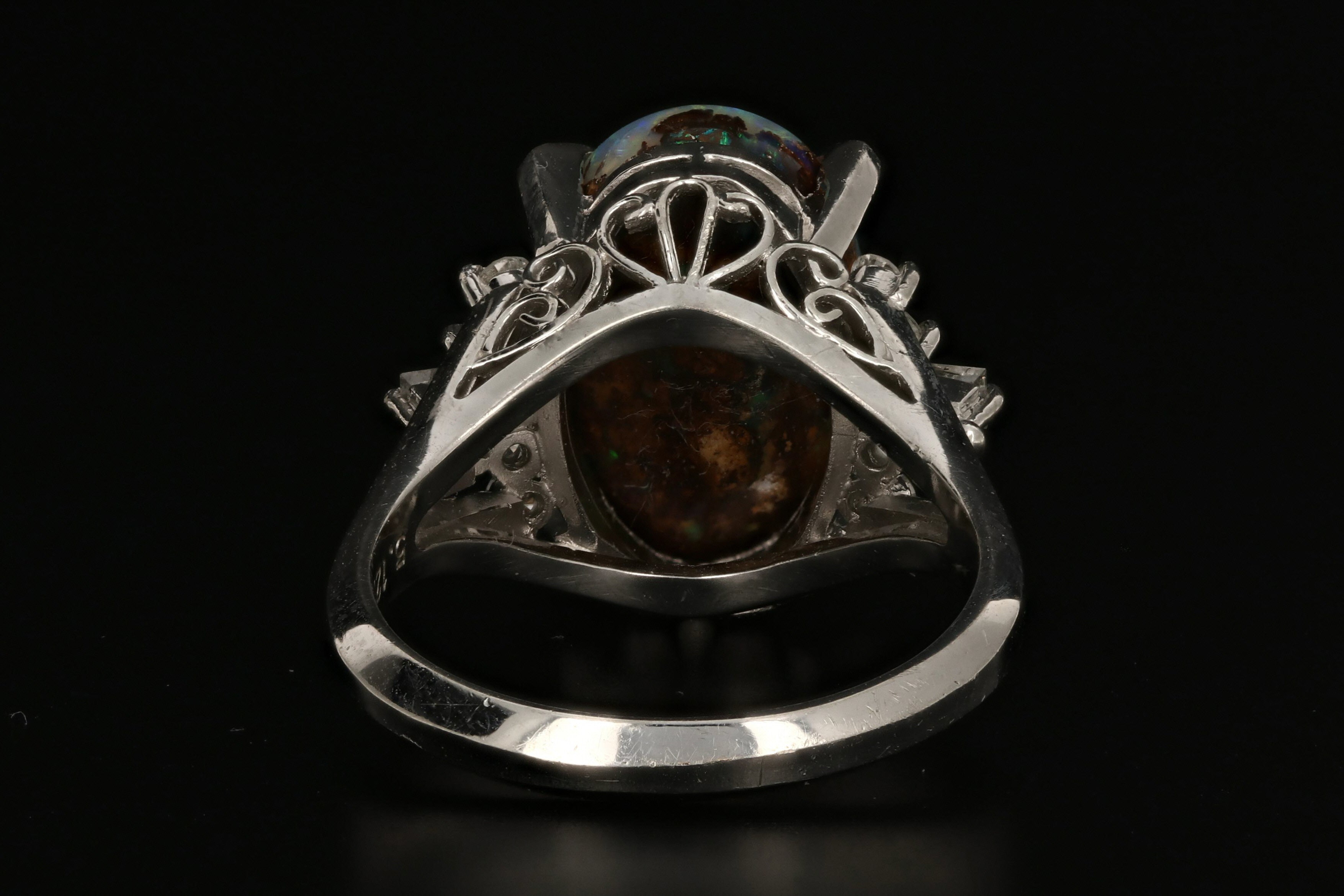 Platinum 5.12 Carat Boulder Opal Ring with Diamond Accents - Queen May