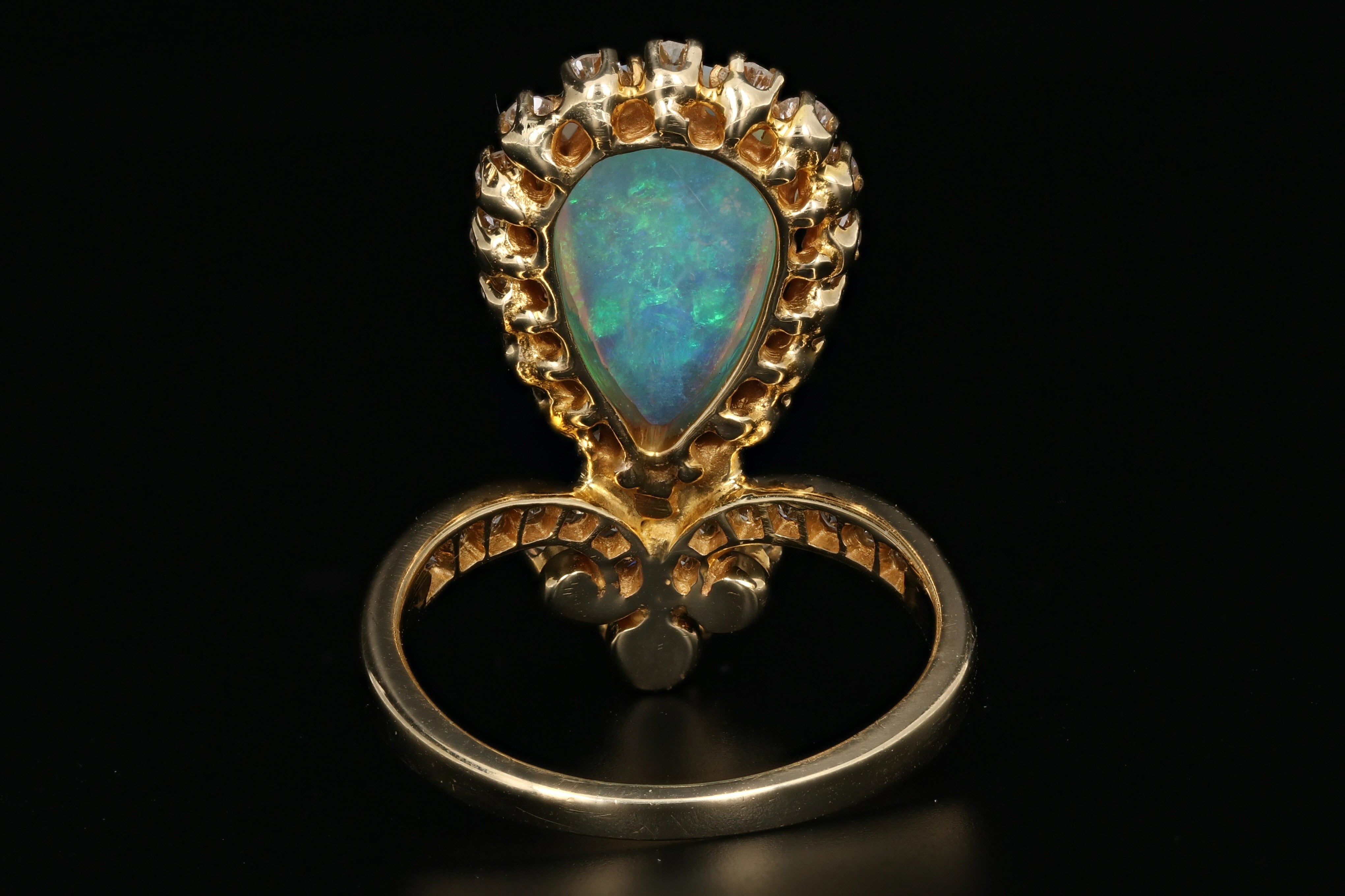 14K Gold Opal & Diamond Tiara Ring - Queen May