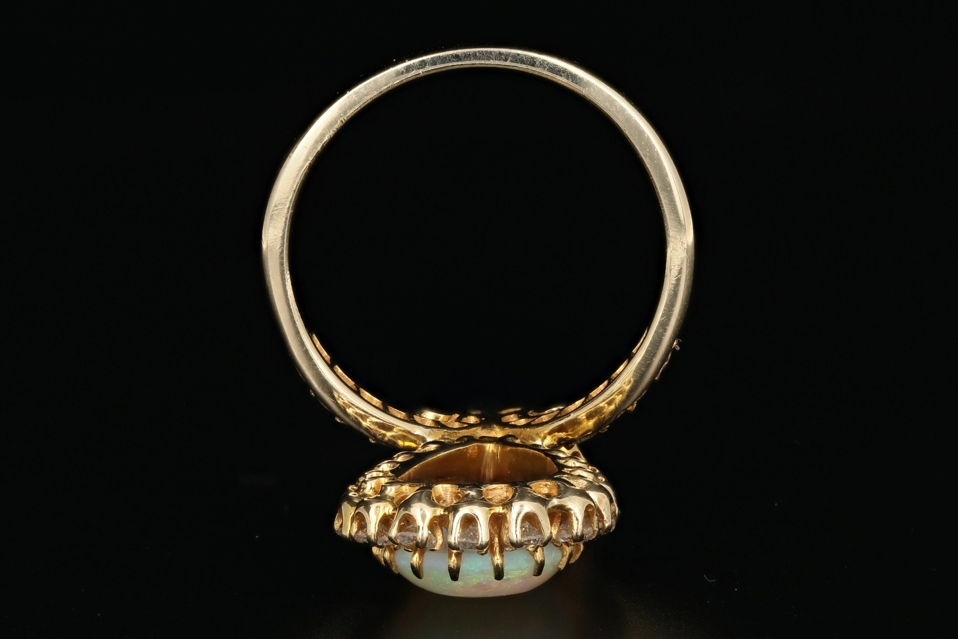 14K Gold Opal & Diamond Tiara Ring - Queen May