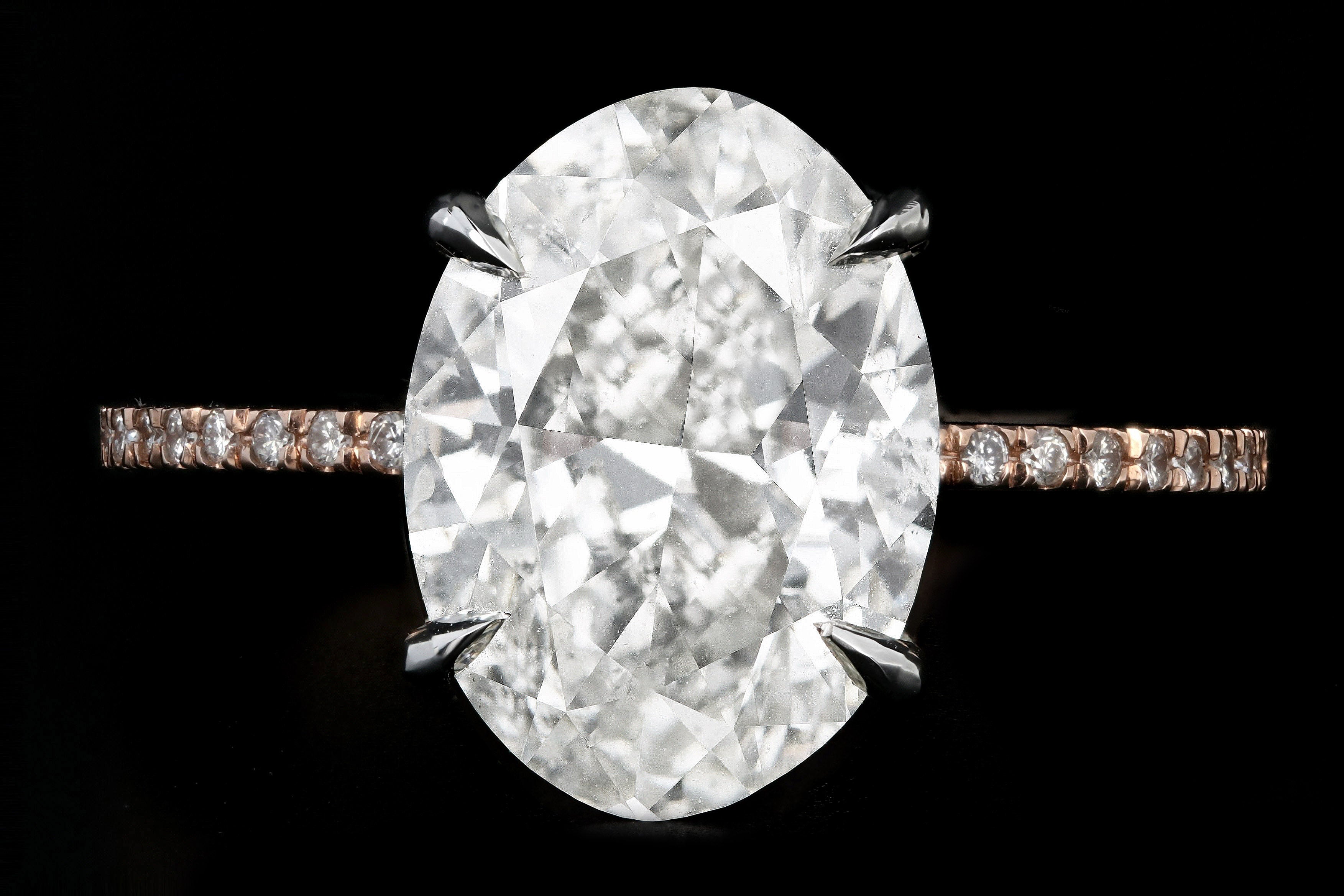 14K Rose Gold and Platinum 5.01 Carat Oval Cut Diamond Engagement Ring GIA Certified - Queen May