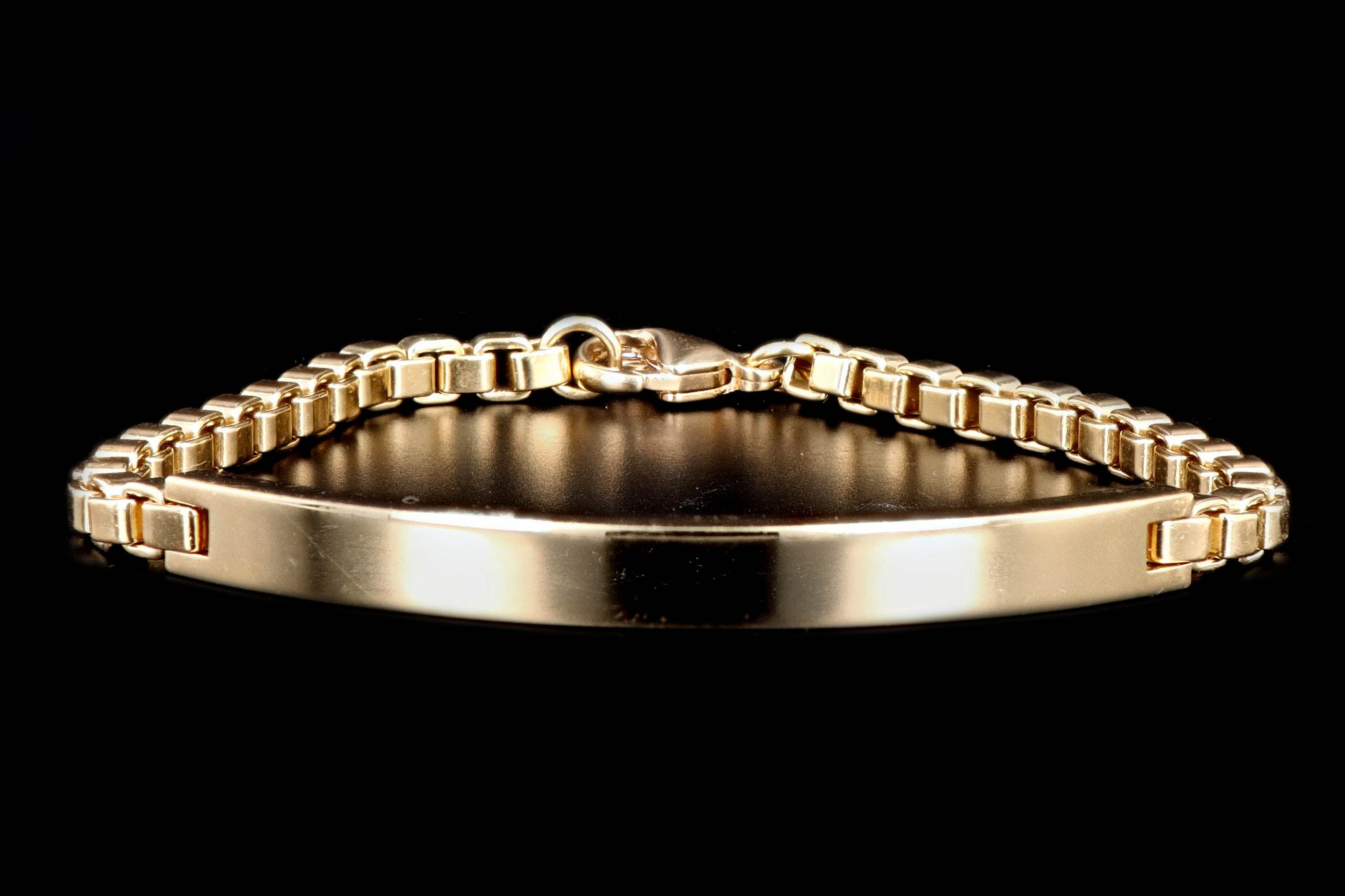 Modern Tiffany & Co. 18K Yellow Gold Box Chain ID Bracelet - Queen May