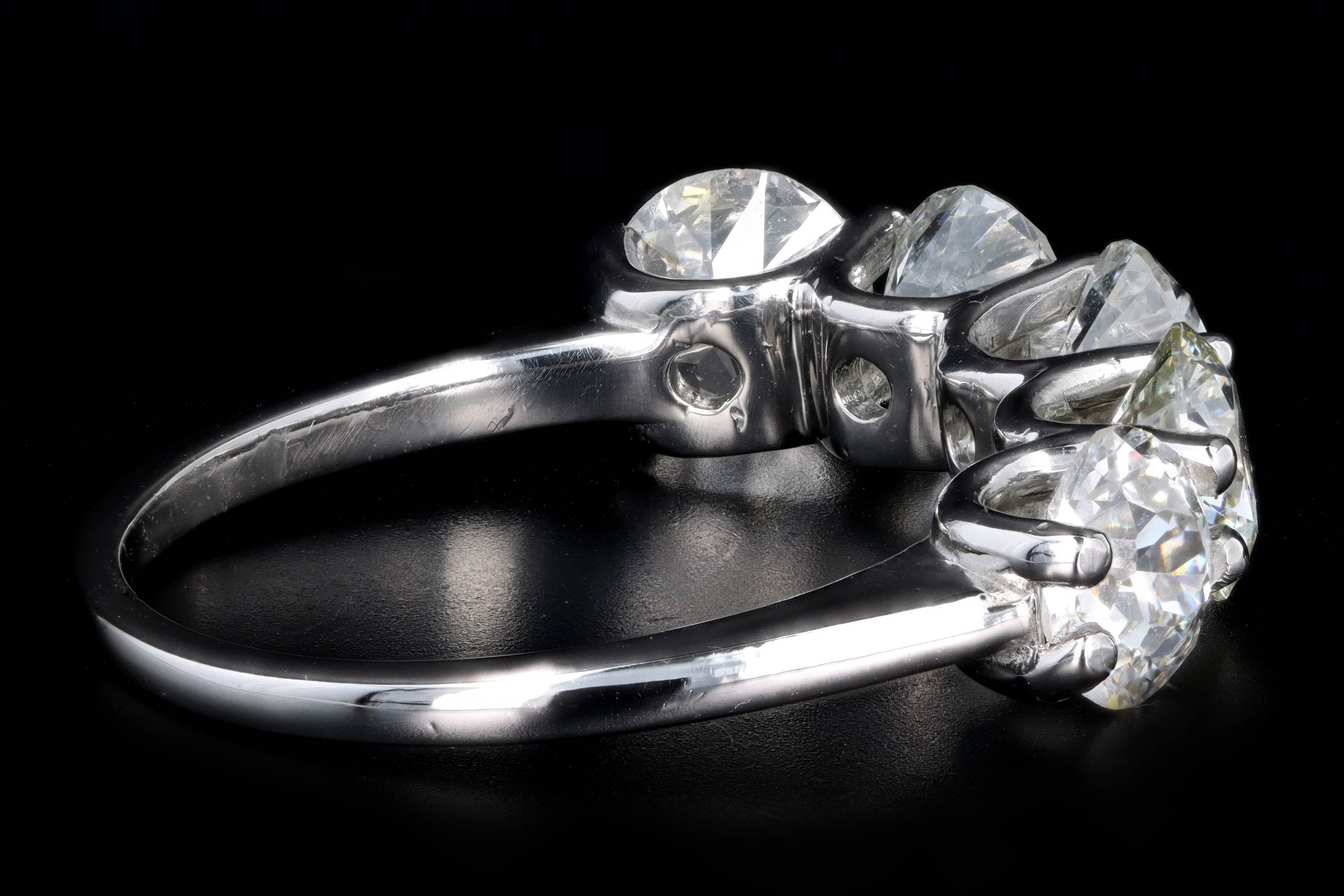 New Platinum 3.80 Carat Round Brilliant Cut Diamond 5 Stone Ring - Queen May