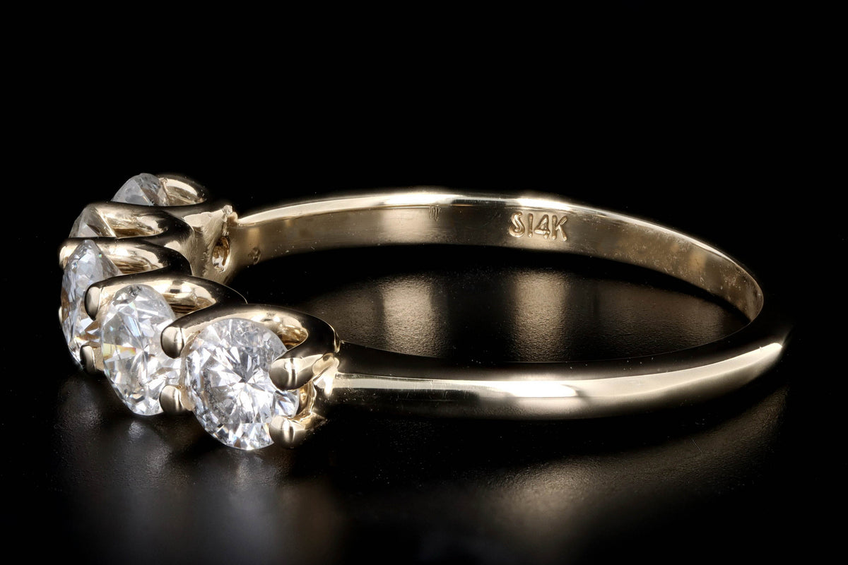New 14K Yellow Gold 1.2 Carat Round Brilliant Cut Diamond 5 Stone Ring - Queen May