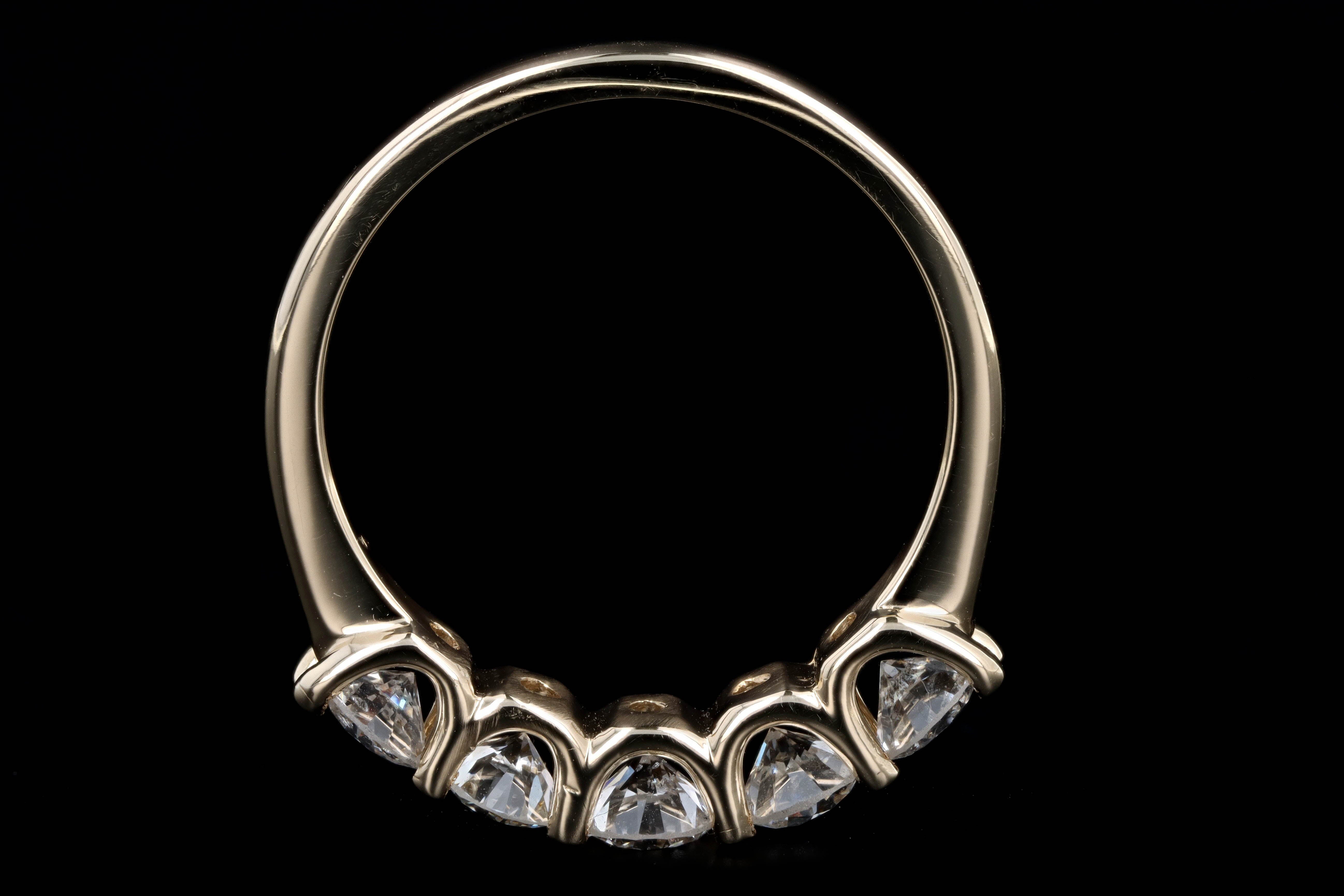 New 14K Yellow Gold 1.2 Carat Round Brilliant Cut Diamond 5 Stone Ring - Queen May