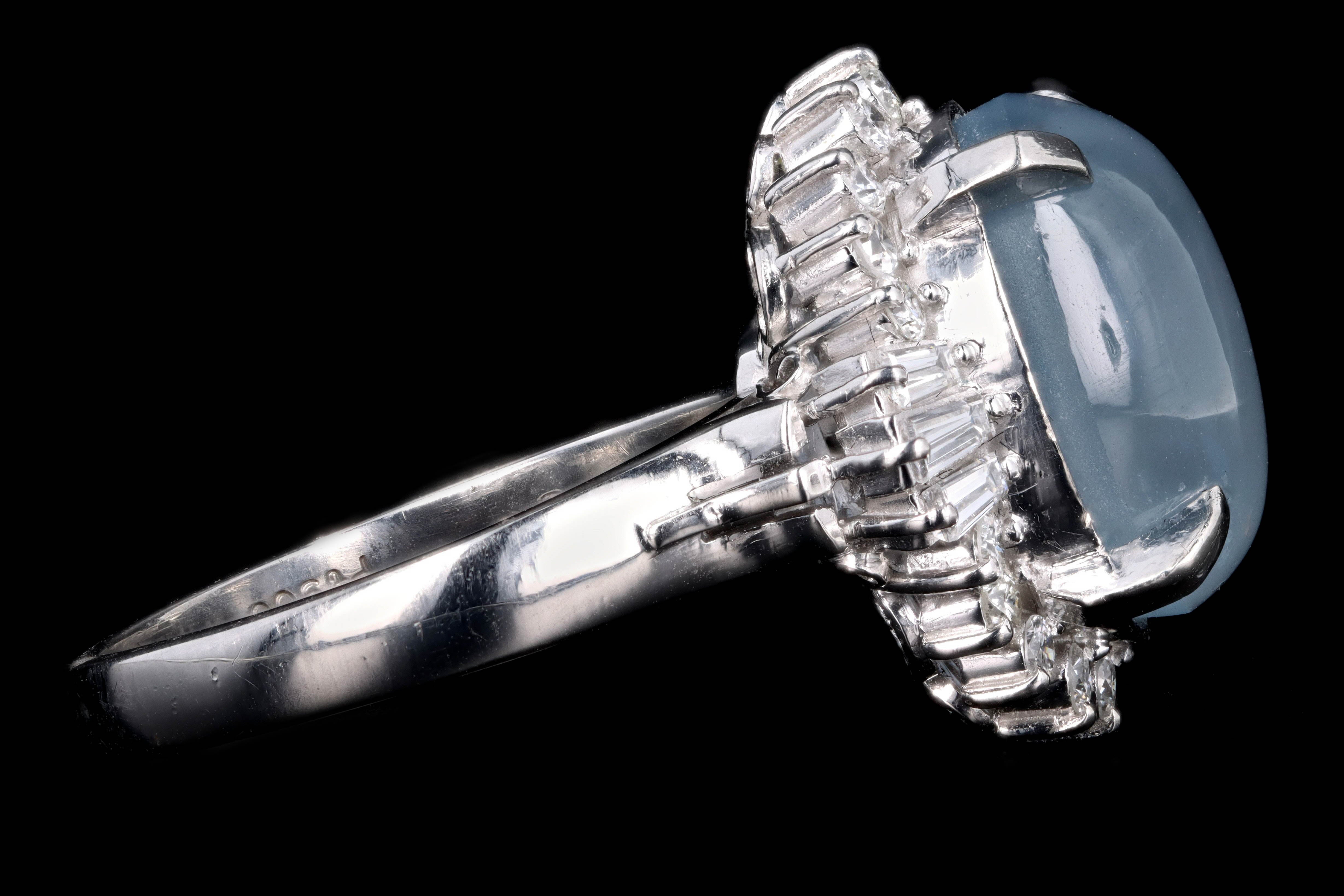 Retro Platinum 12.38 Carat Star Sapphire & Diamond Ring - Queen May