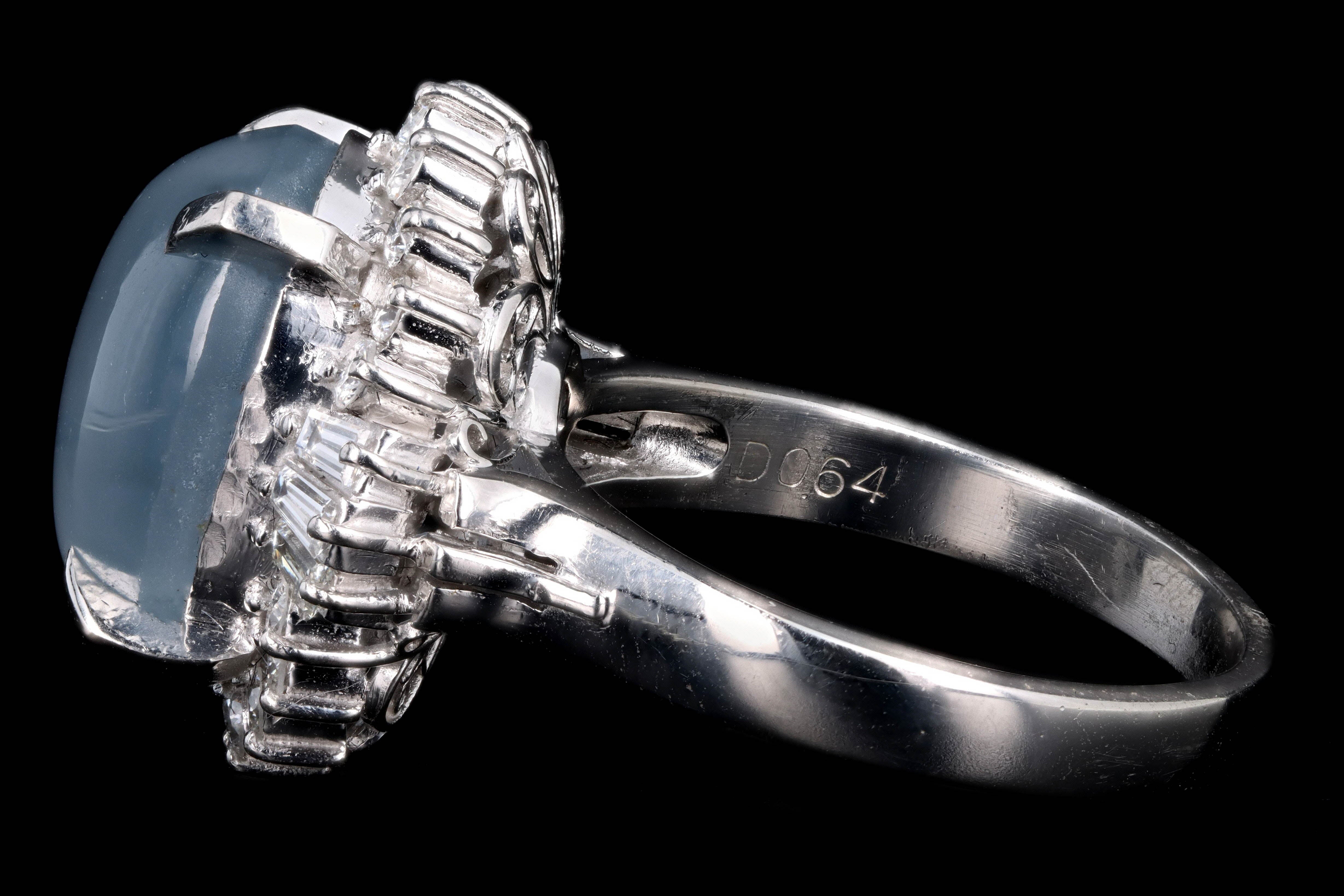 Retro Platinum 12.38 Carat Star Sapphire & Diamond Ring - Queen May