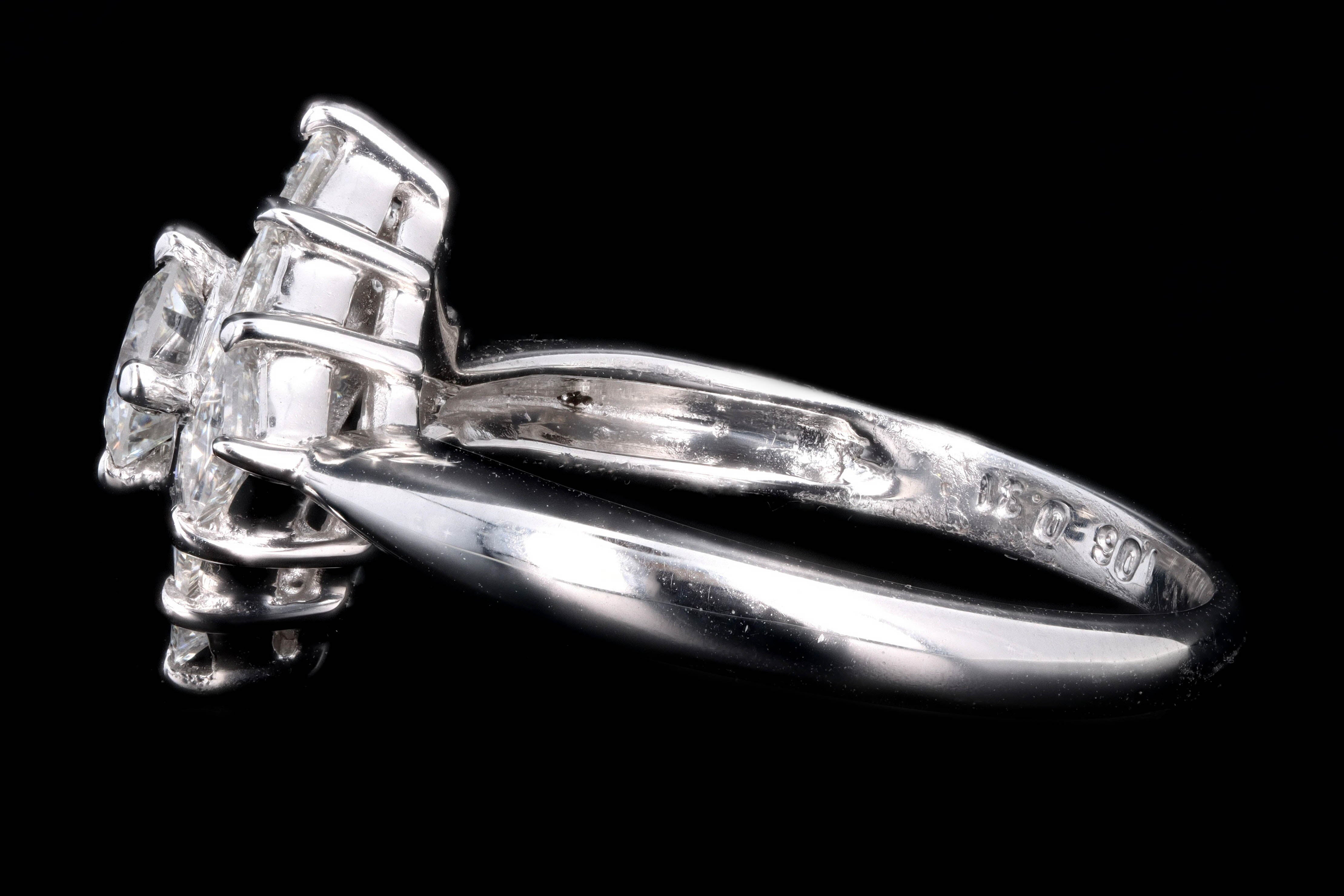 Modern Platinum .31 Carat Round Brilliant & Asscher Cut Diamond Ring - Queen May