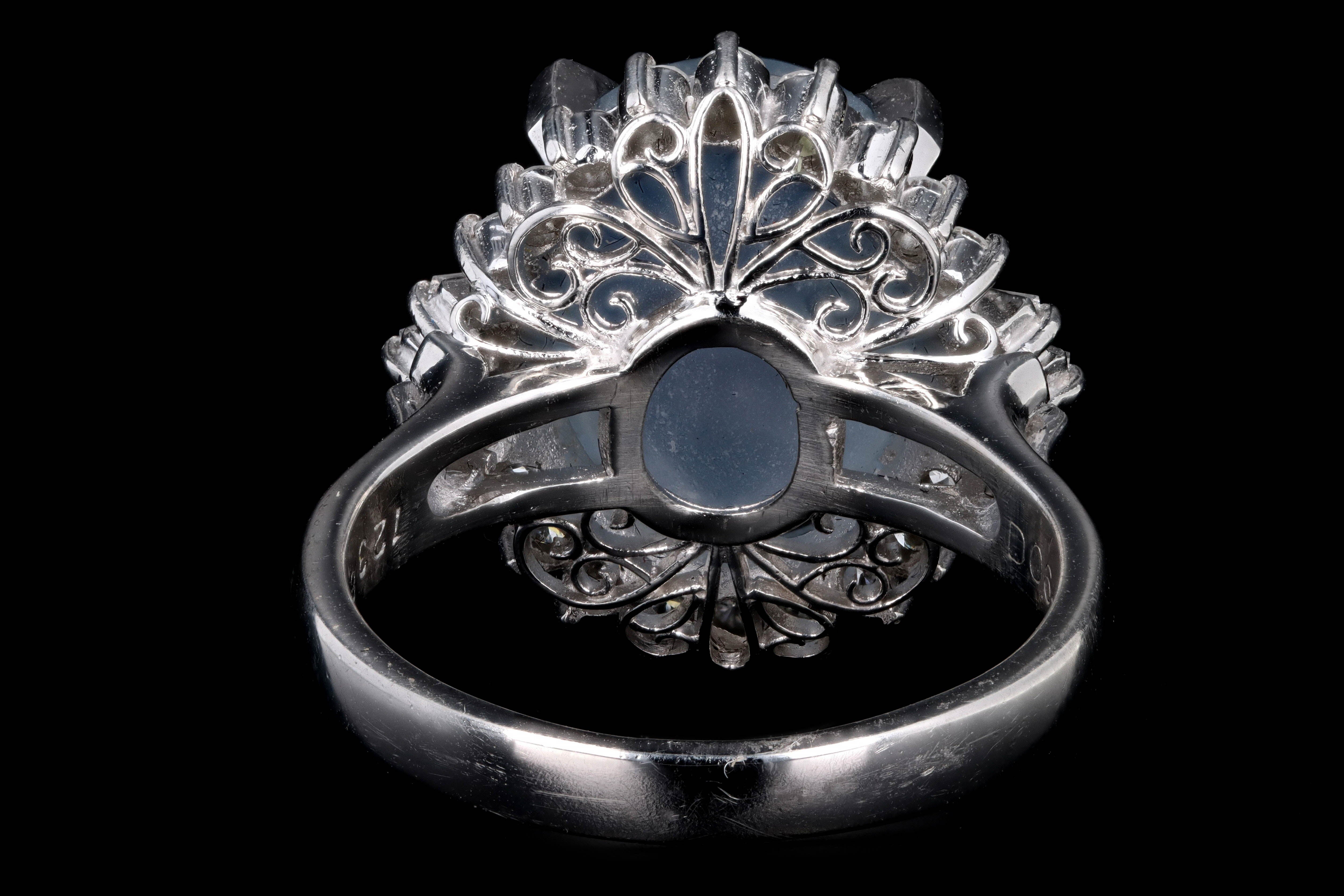 Retro Platinum 12.38 Carat Star Sapphire & Diamond Ring - Queen May