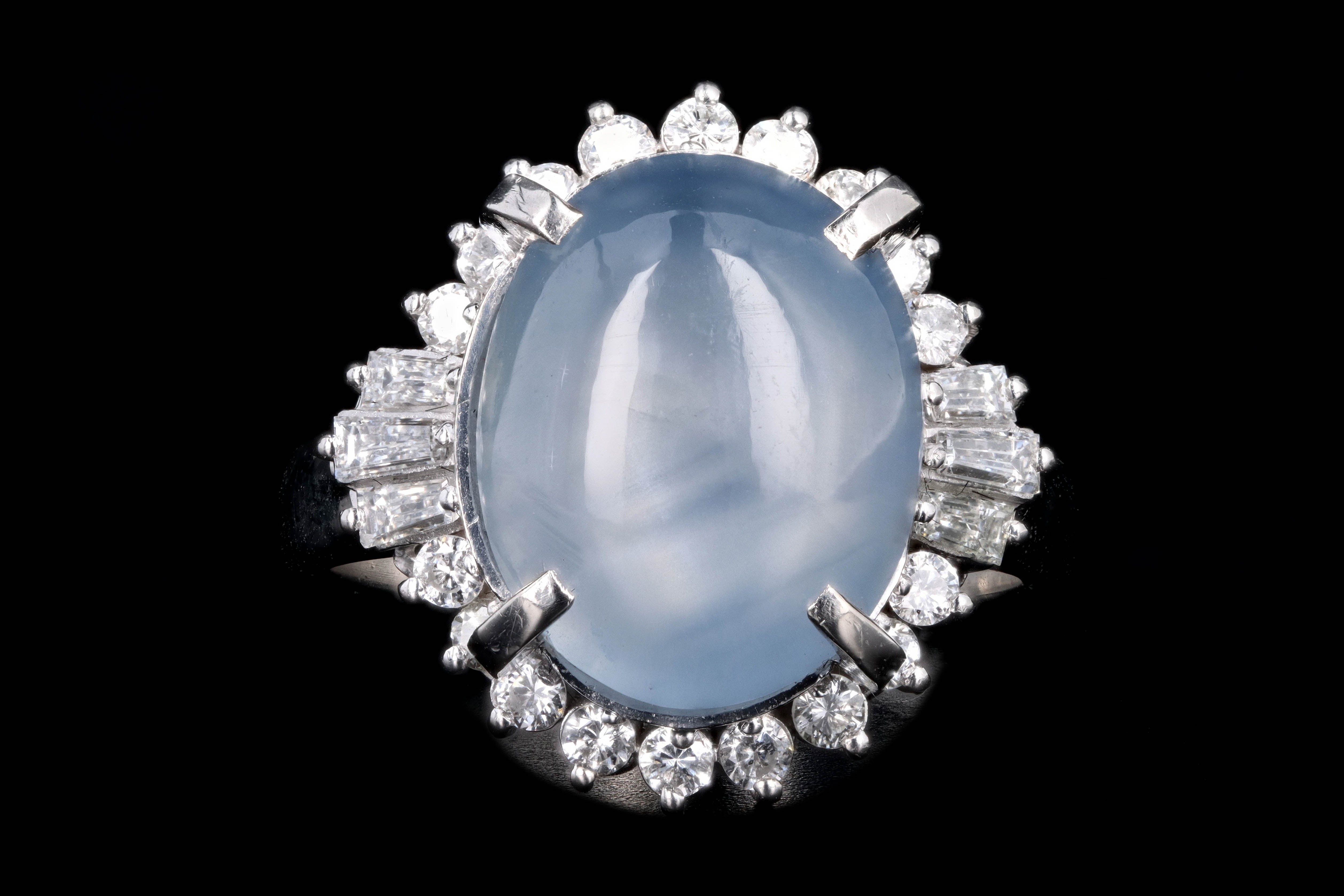 Retro Platinum 12.38 Carat Star Sapphire & Diamond Ring - Queen May