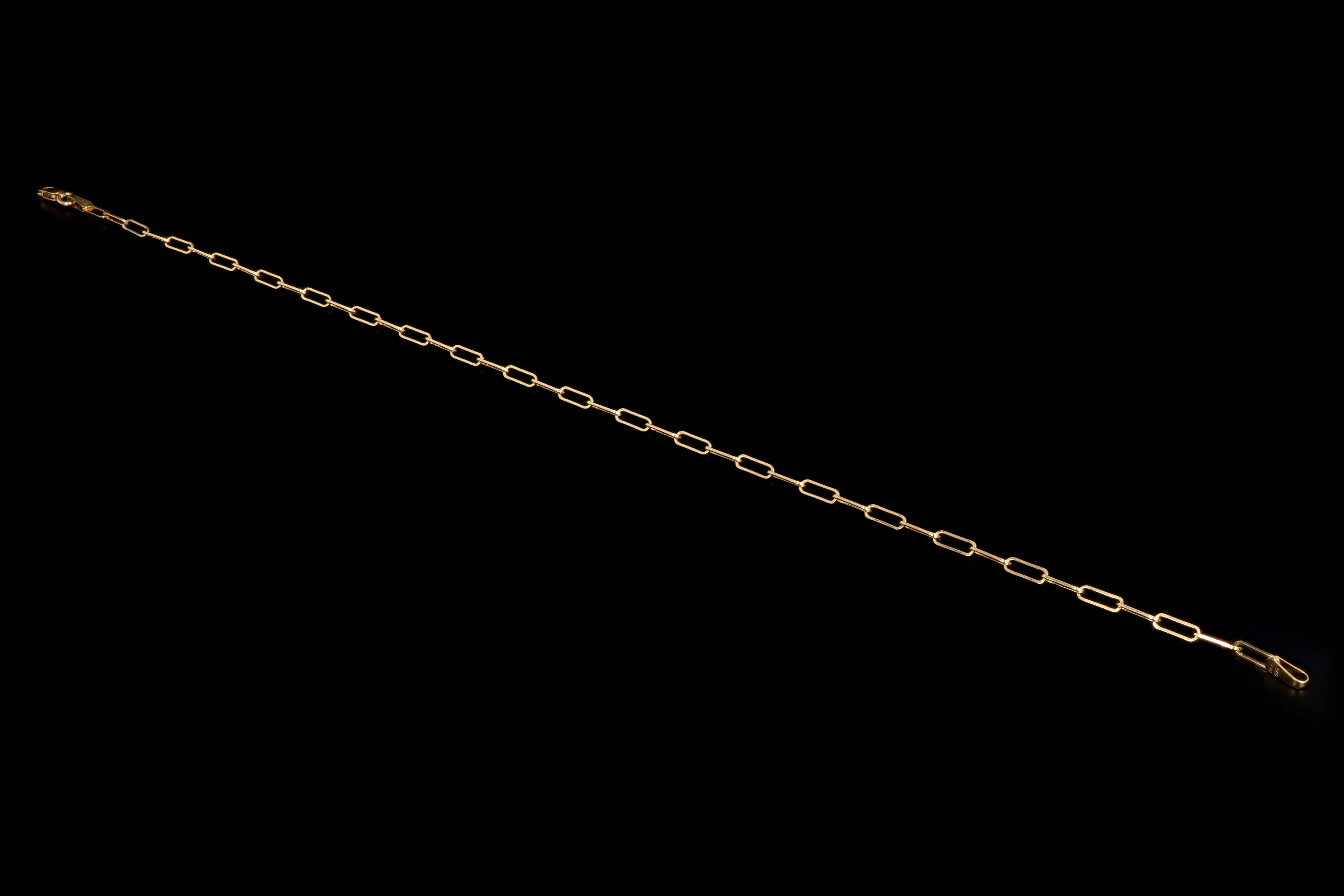 New 14K Yellow Gold Paper Clip Open Link Anklet - Queen May