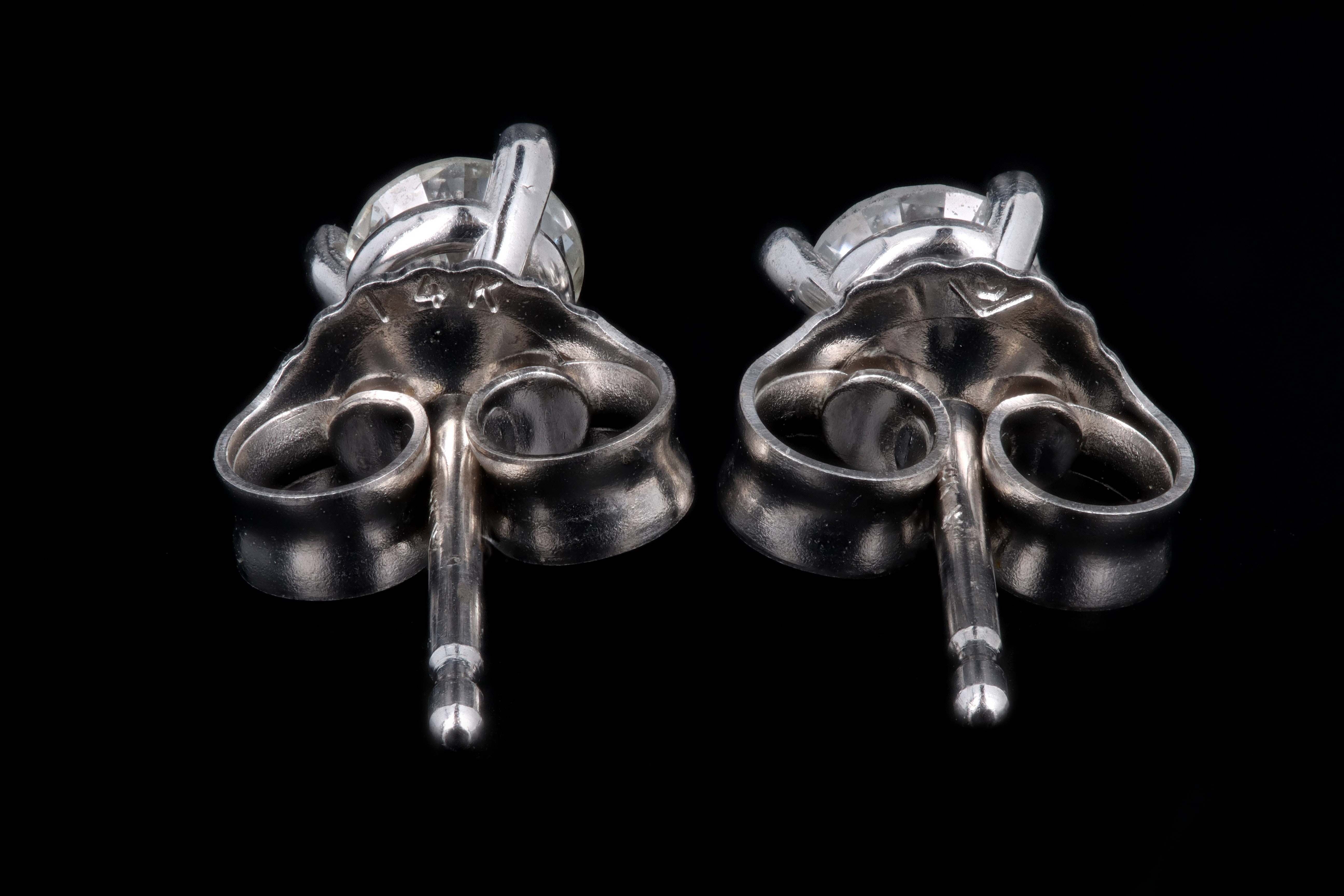 14K Gold 0.27 Carat Total Weight Round Brilliant Cut Diamond Martini Stud Earrings - Queen May