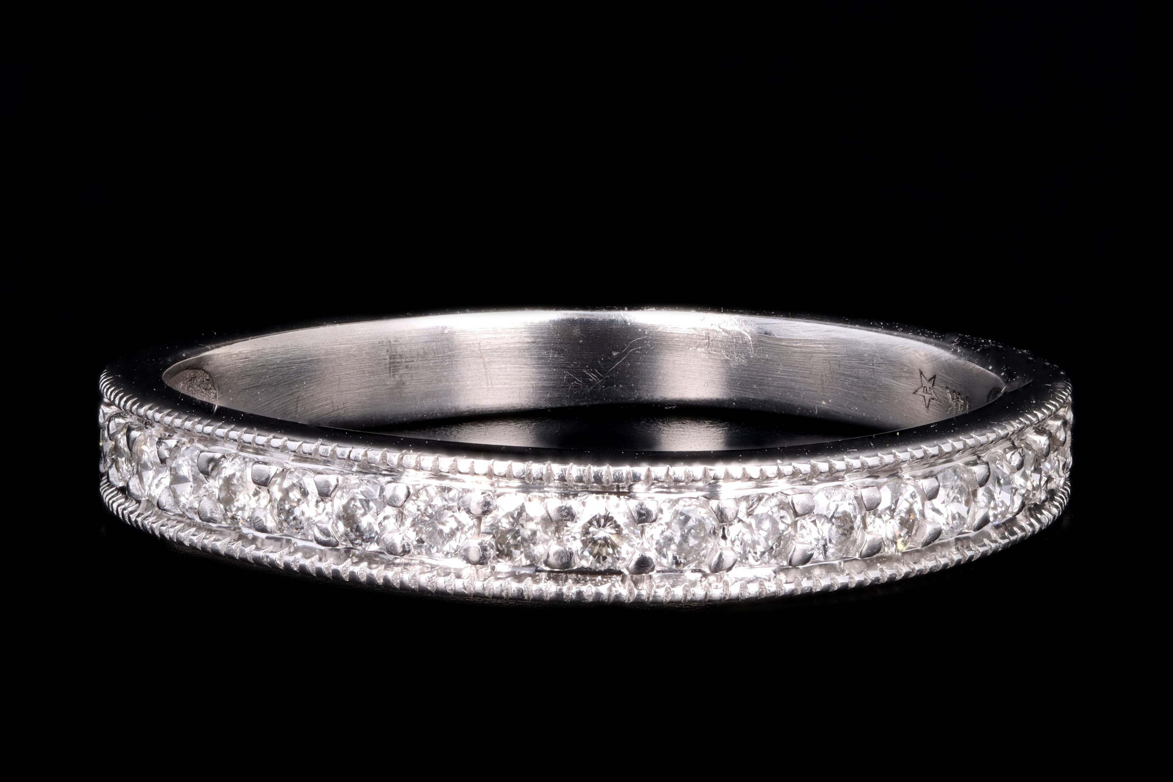 Modern 14K White Gold .25 Carat Round Brilliant Cut Diamond Half Eternity Band - Queen May