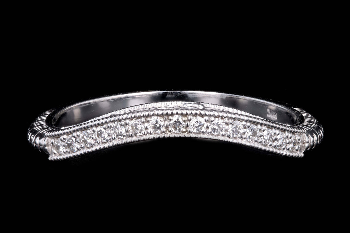 14K White Gold Half Eternity Curved Diamond Band Ring Jacket - Queen May