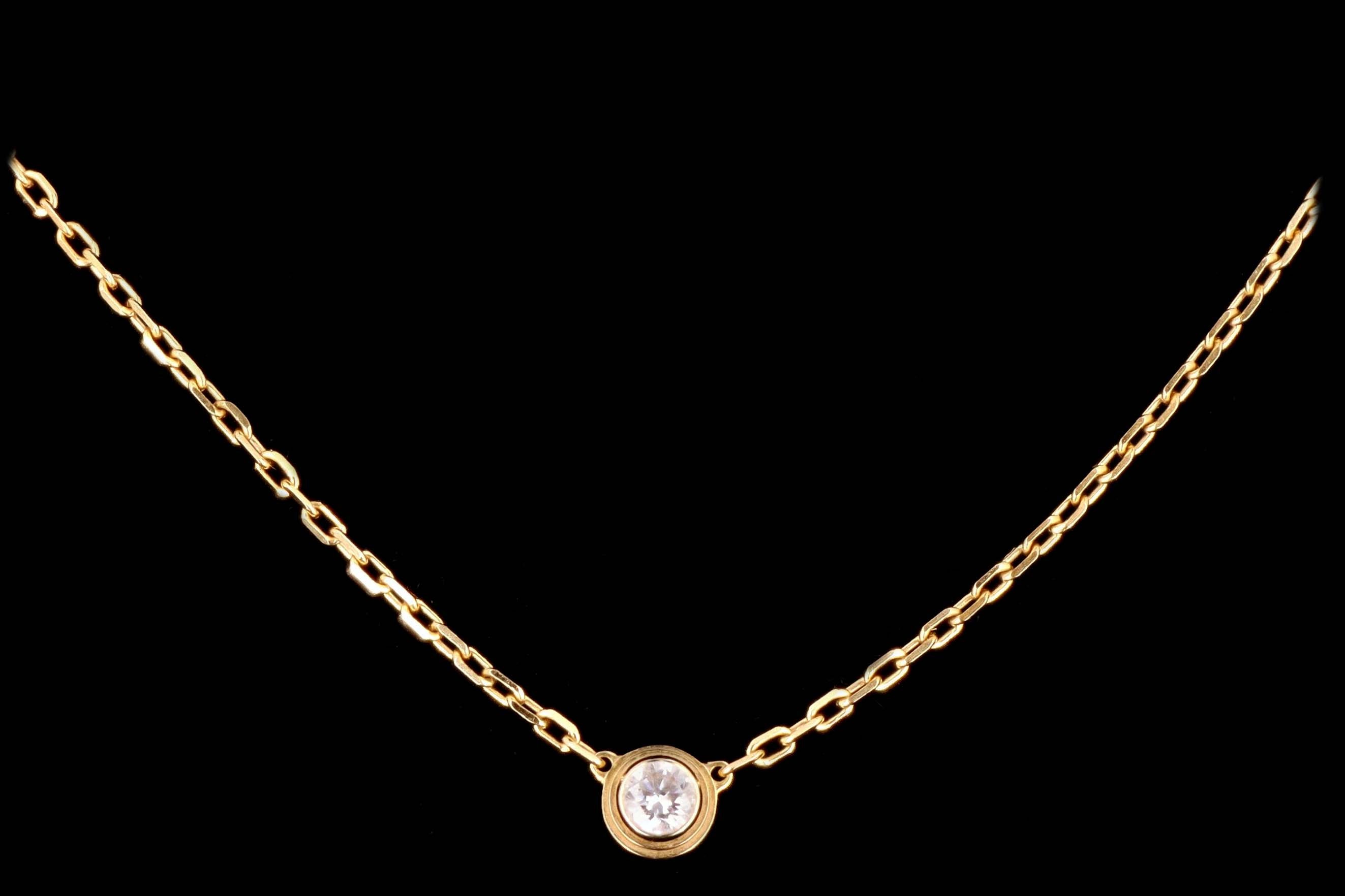 Modern Cartier Small Diamants Legers 18K Yellow Gold Diamond Pendant Necklace - Queen May