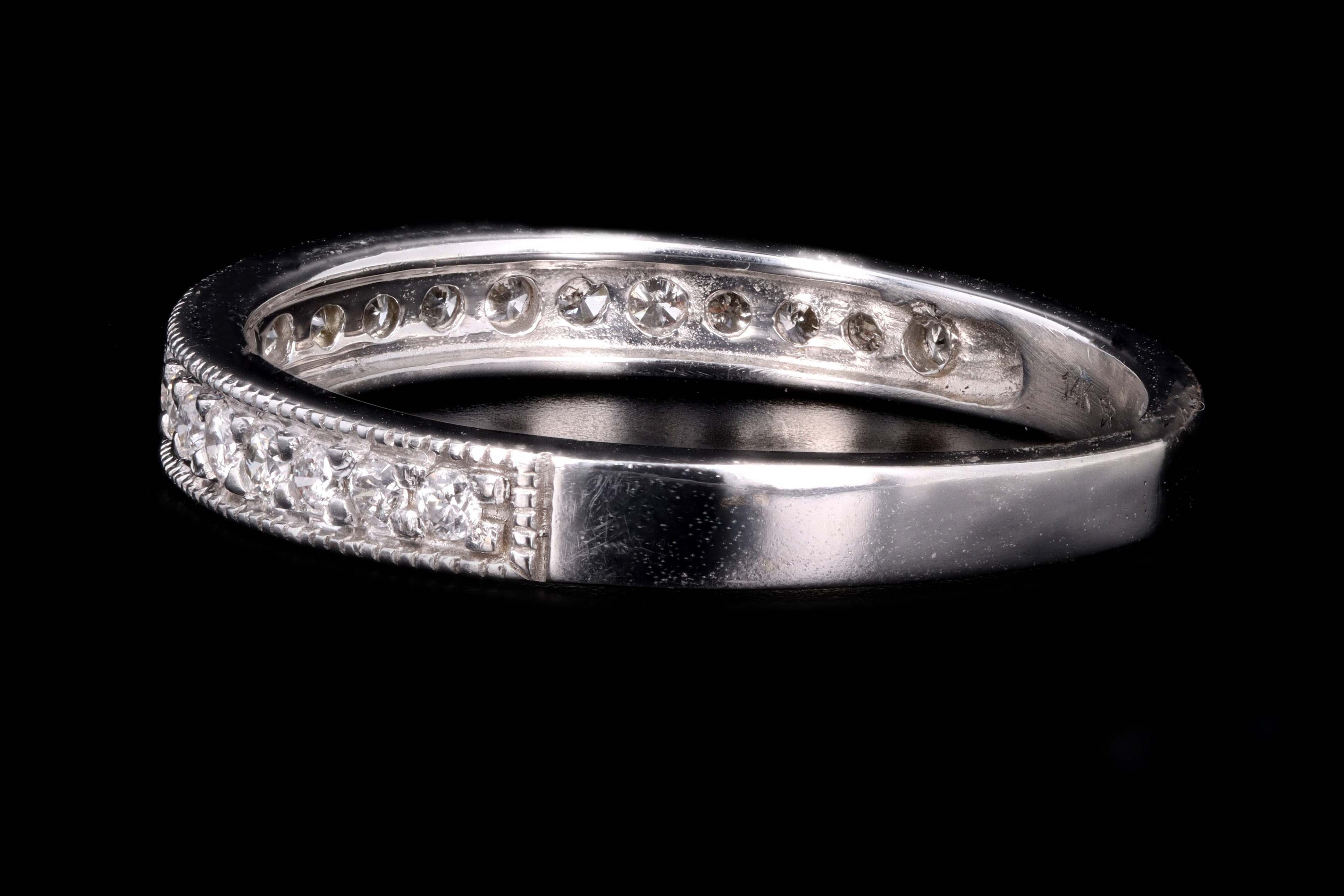Modern 14K White Gold .25 Carat Round Brilliant Cut Diamond Half Eternity Band - Queen May