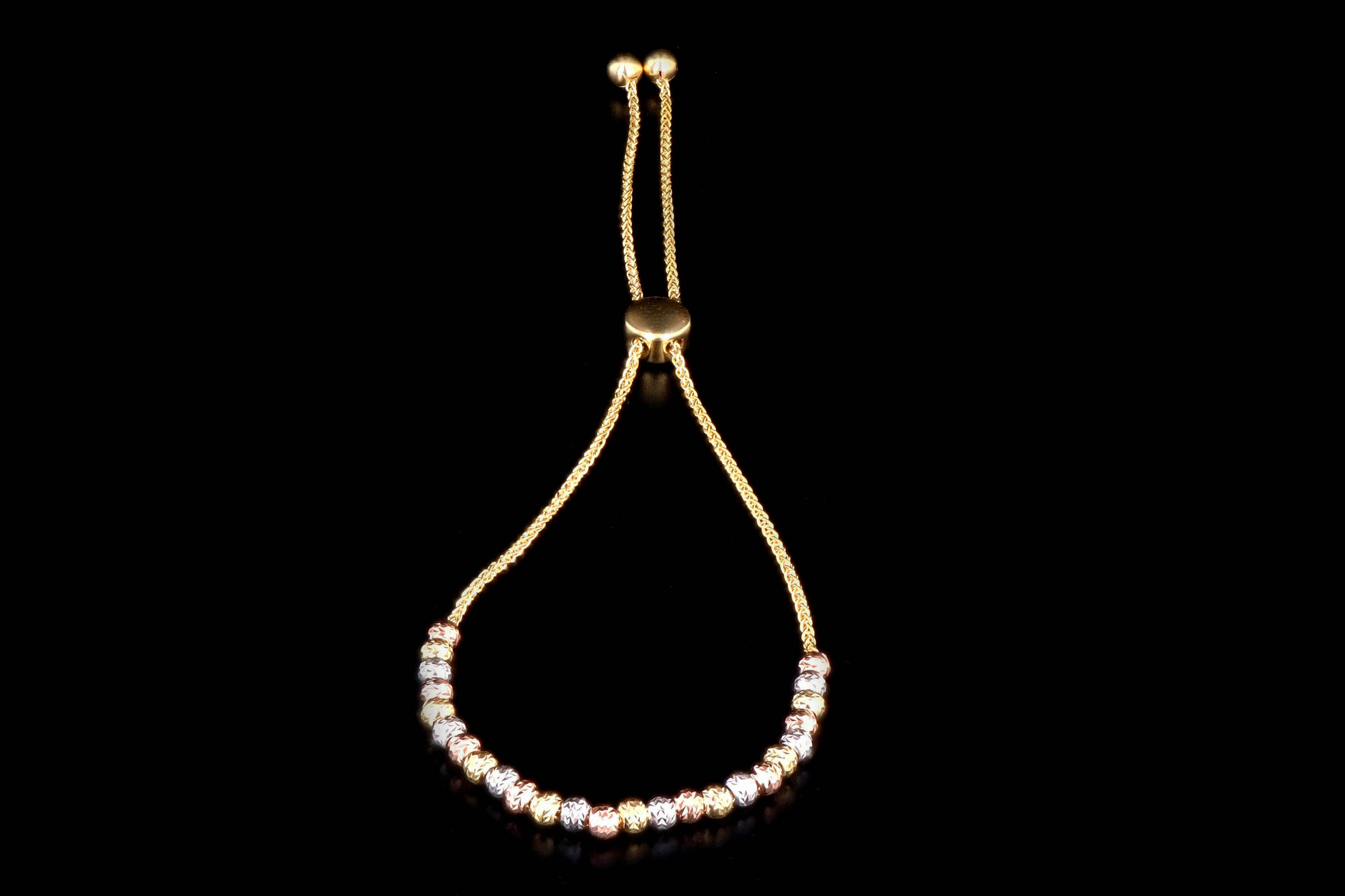 New 14K Gold Diamond Cut Bolo Bracelet - Queen May