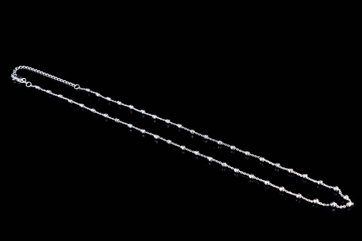 14K White, Yellow or Rose Gold Diamond Cut Beaded Necklace - Queen May