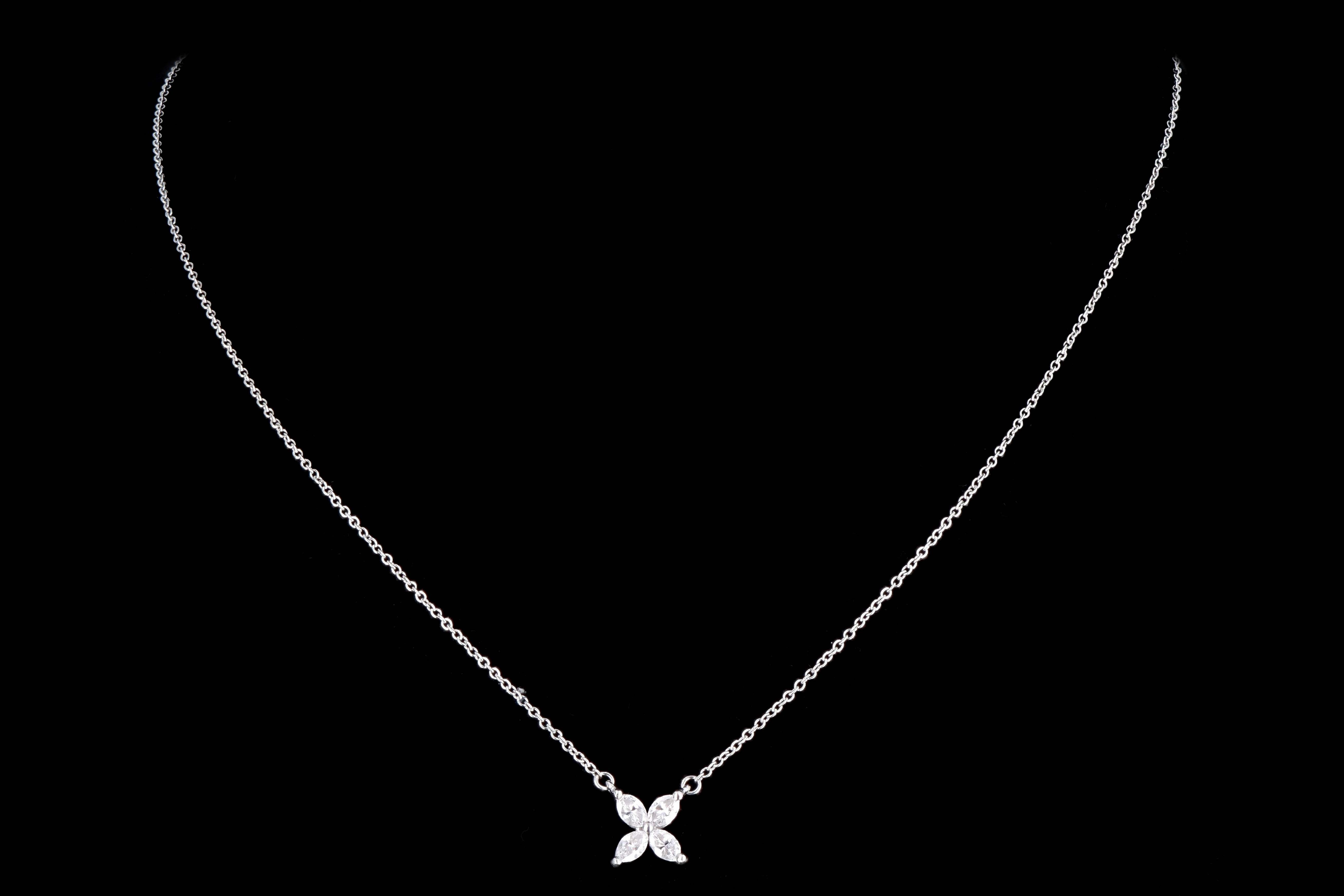 Modern Tiffany & Co. Platinum Diamond Victoria Pendant Necklace - Queen May